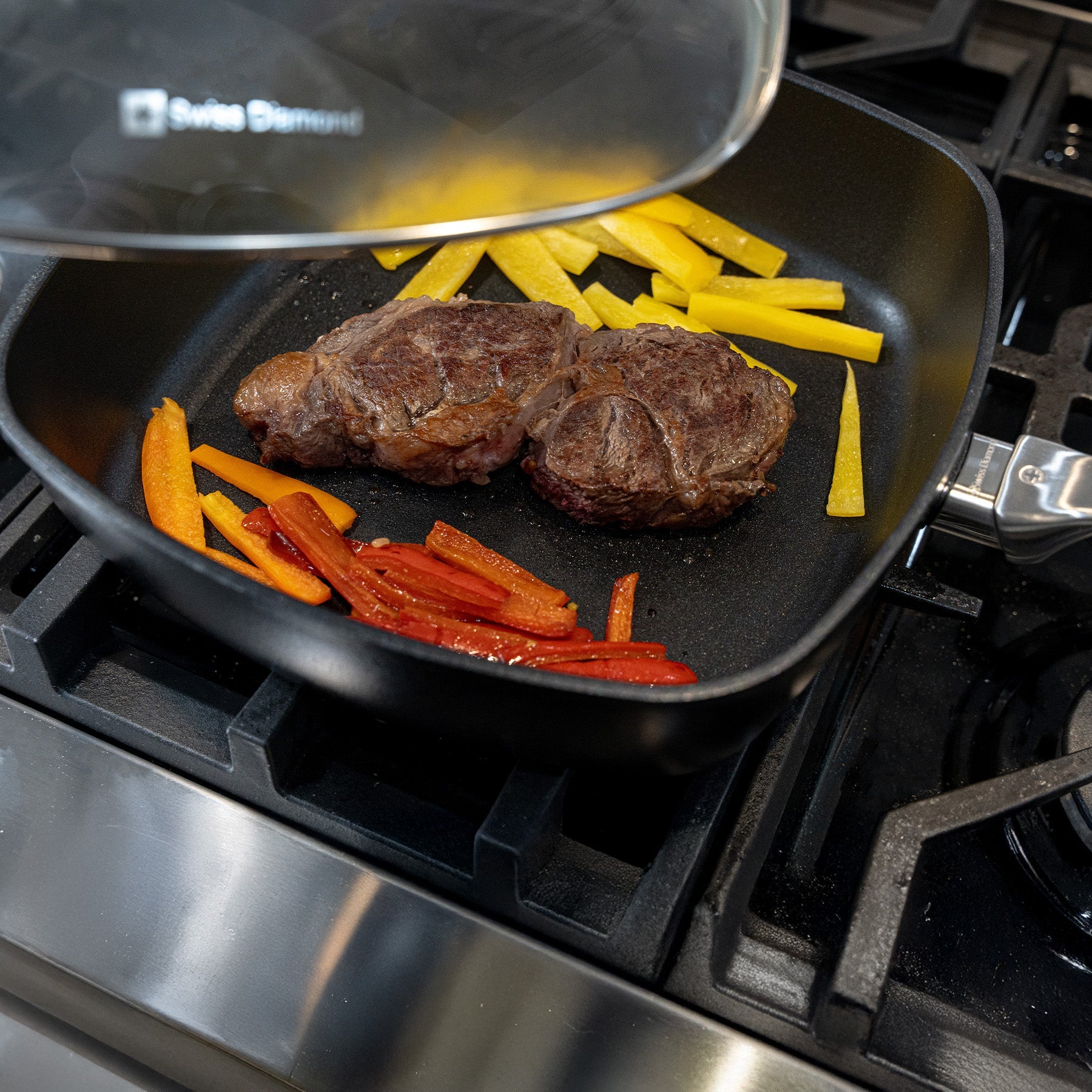 CHD Nonstick 11" x 11" Square Saute Pan with Glass Lid | Made in Switzerland
