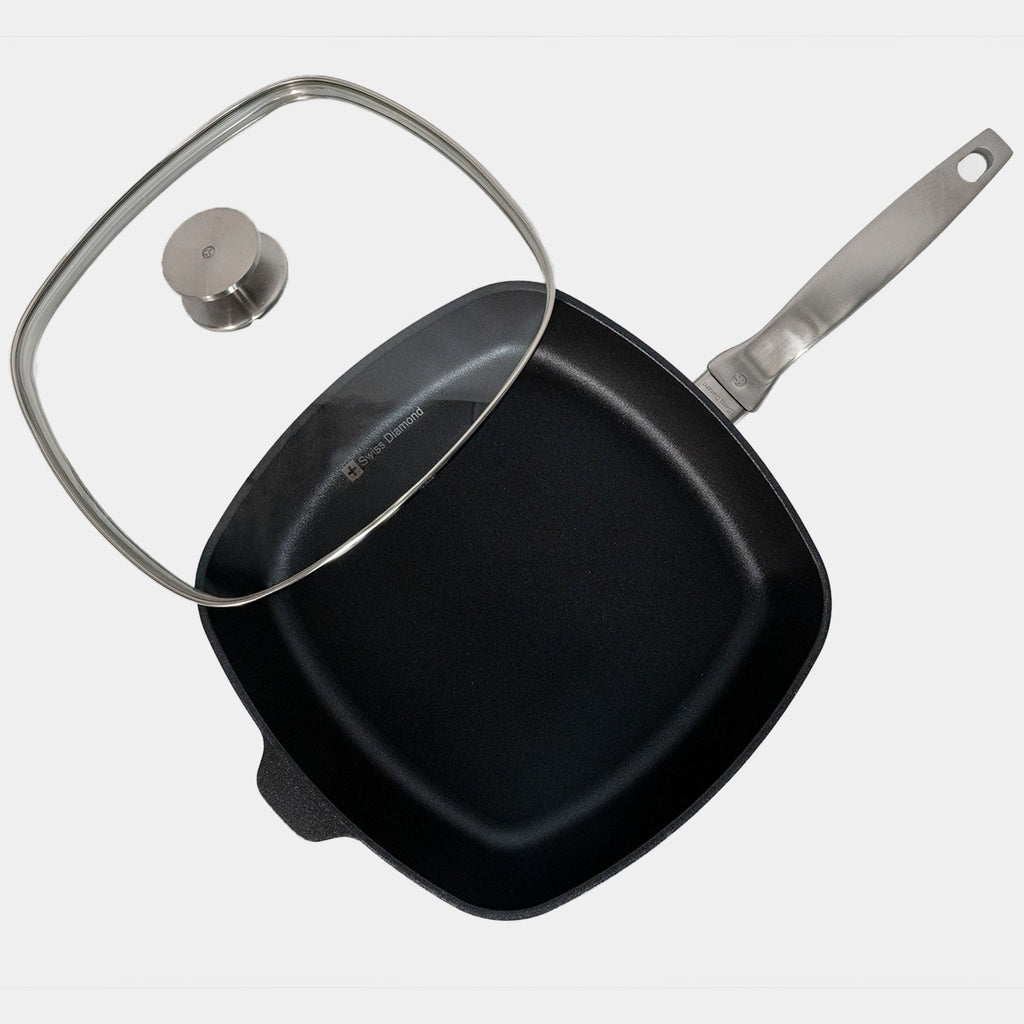 CHD Nonstick 11" x 11" Square Saute Pan with Glass Lid | Made in Switzerland