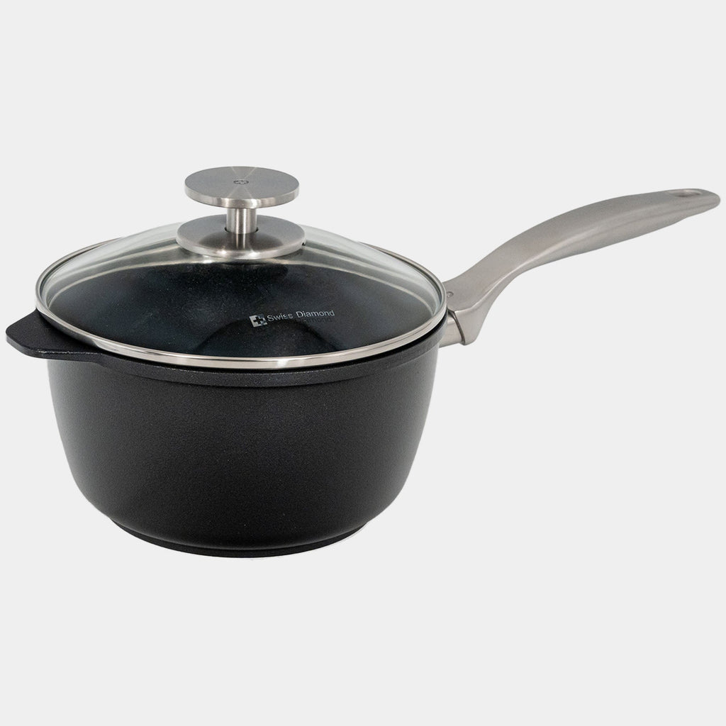 CXD DOU Ceramic Nonstick Saucepan with Glass Lid | Made in Switzerland