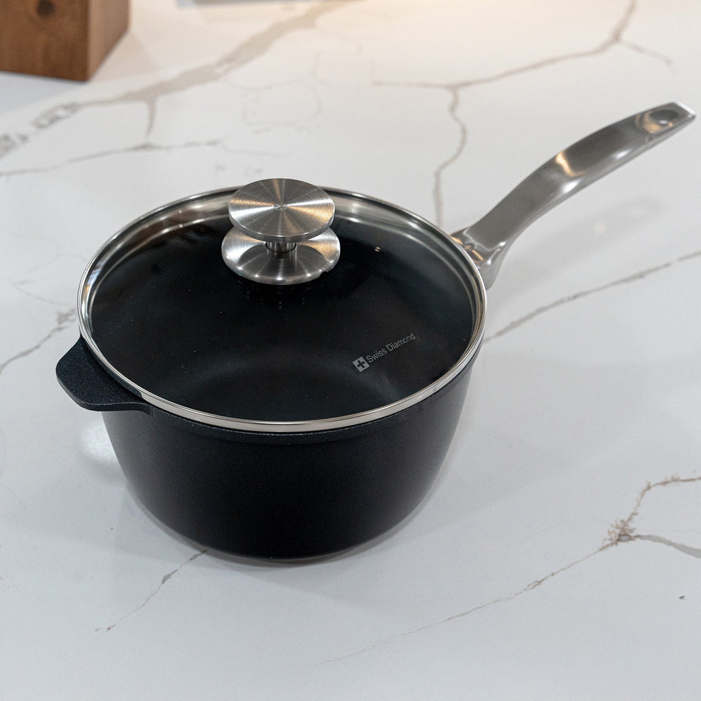 CXD DOU Ceramic Nonstick Saucepan with Glass Lid | Made in Switzerland