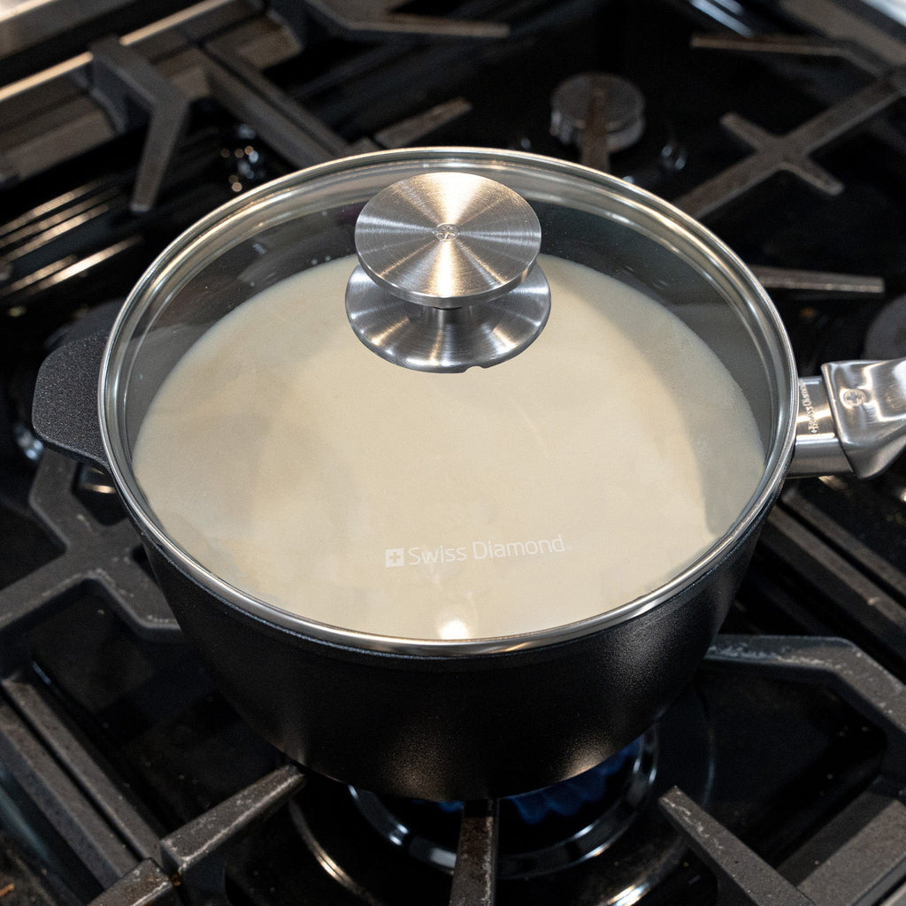 CXD DOU Ceramic Nonstick Saucepan with Glass Lid | Made in Switzerland