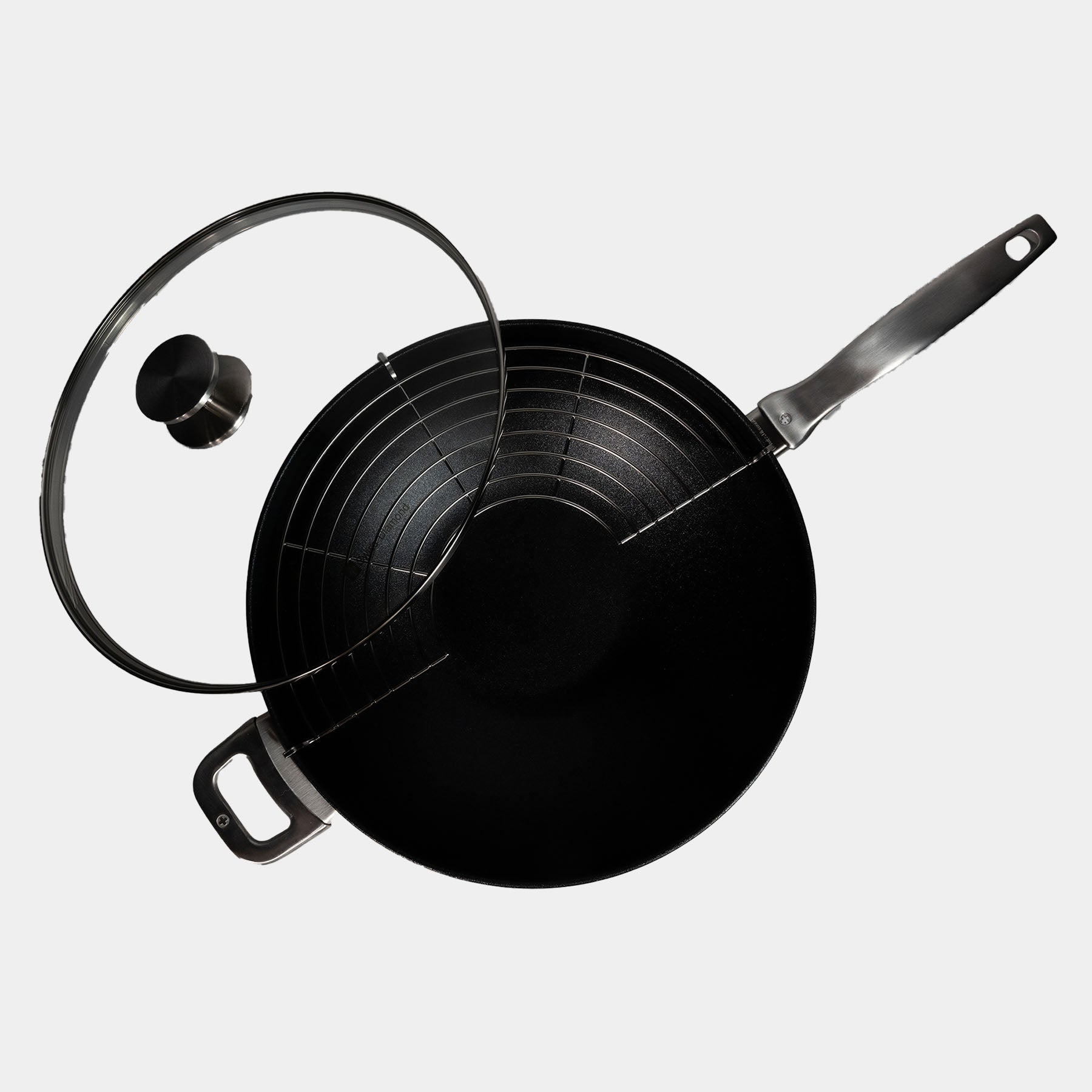 CXD DOU Ceramic Nonstick  Wok with Lid and Rack - 12.5" (32 cm), 5.3 QT (5 L) | Made in Switzerland