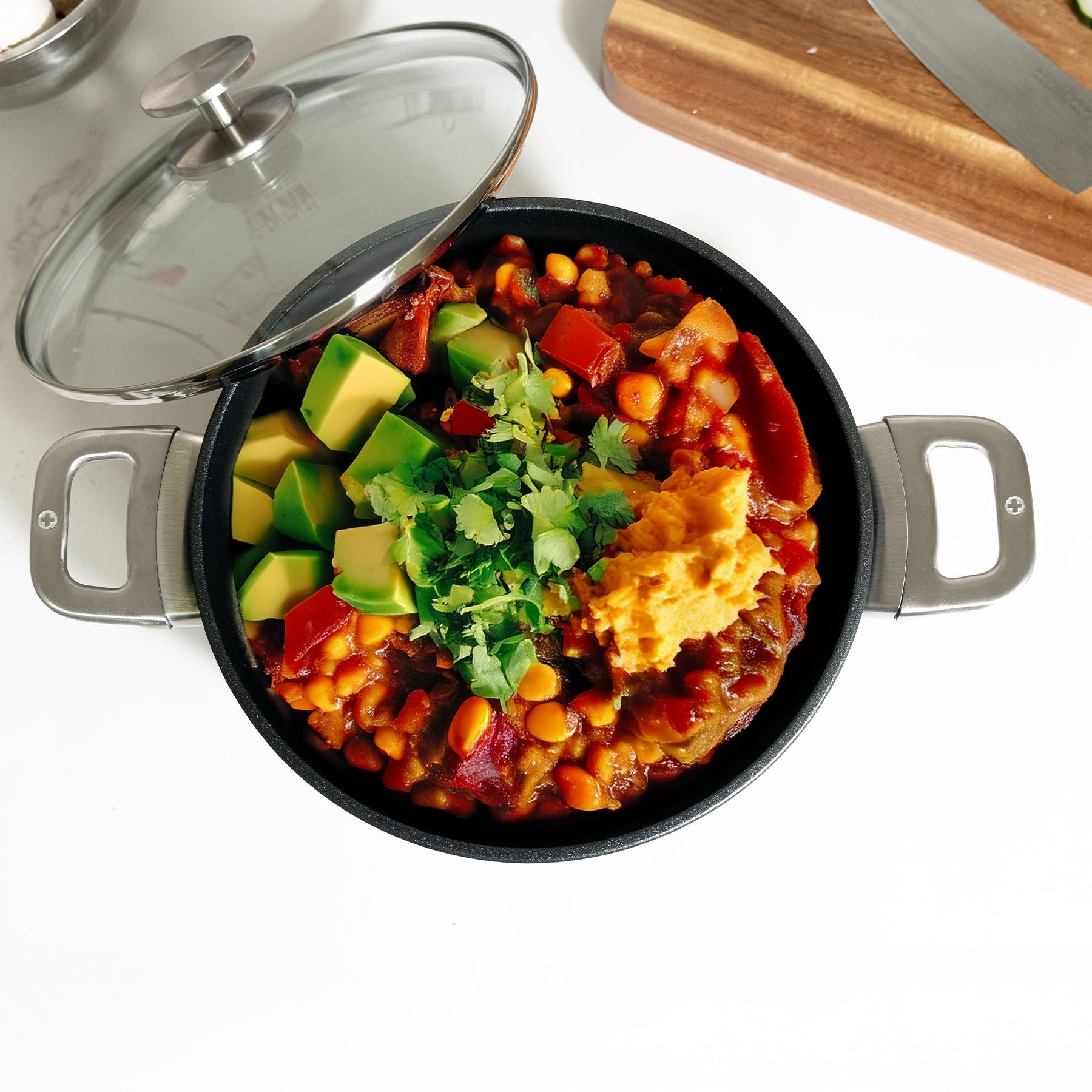 CXD DOU Ceramic Nonstick Stock Pot with Glass Lid | Made in Switzerland