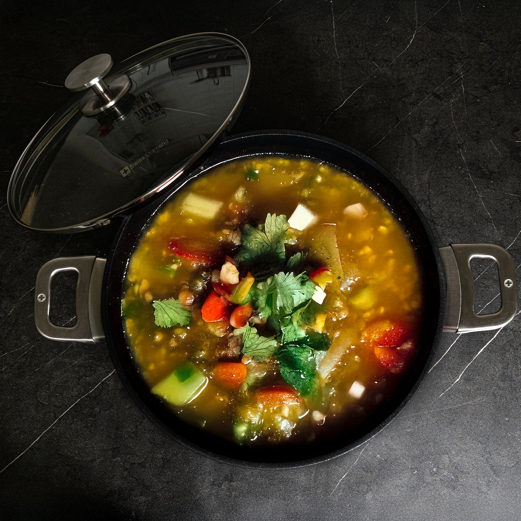 CXD DOU Ceramic Nonstick Stock Pot with Glass Lid | Made in Switzerland