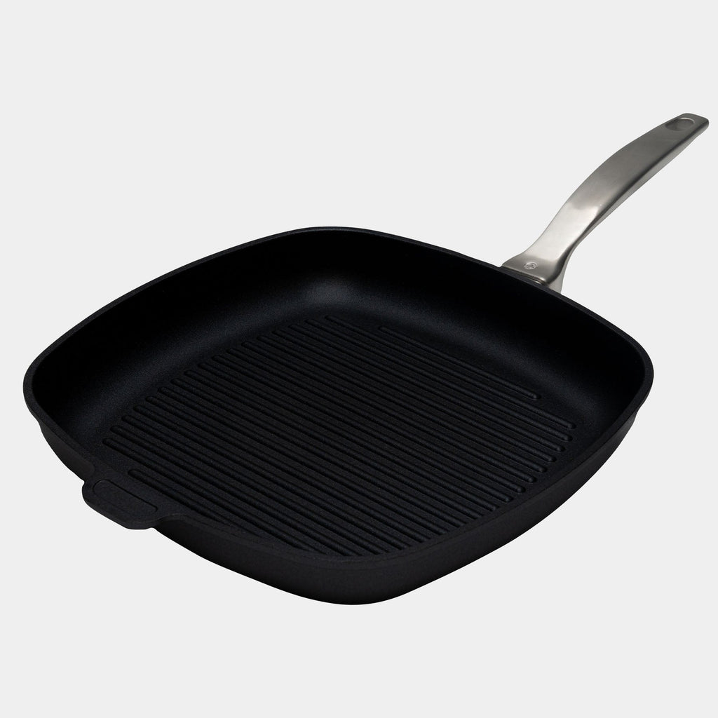 CXD DOU Ceramic Nonstick Square Grill Pan - 11" x 11" (28 cm x 28 cm) | Made in Switzerland