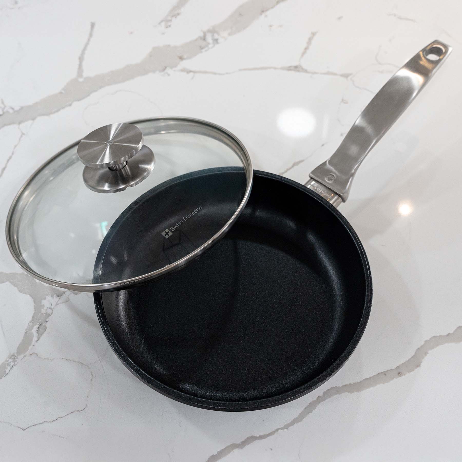 CXD DOU Ceramic Nonstick Fry Pan with Glass Lid | Made in Switzerland