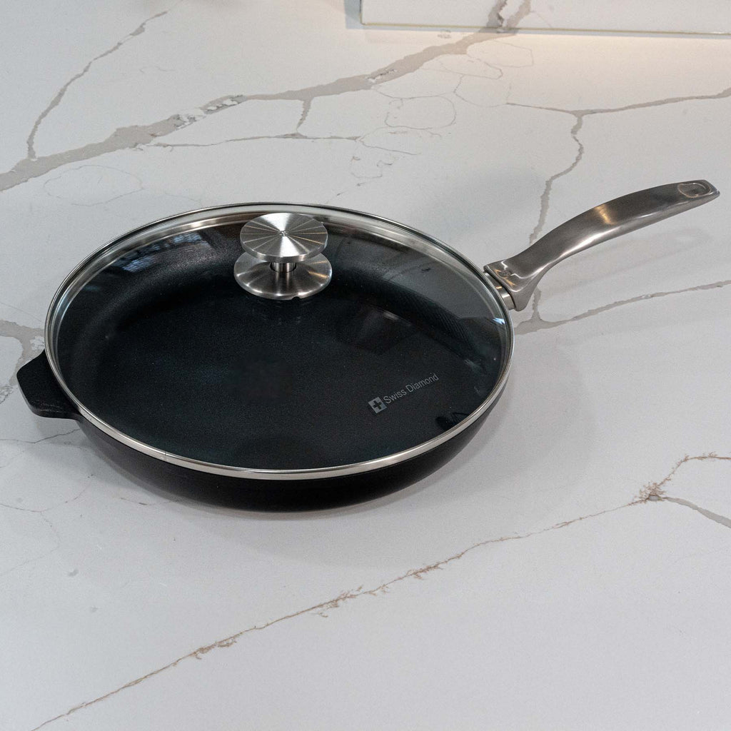 CXD DOU Ceramic Nonstick Fry Pan with Glass Lid | Made in Switzerland