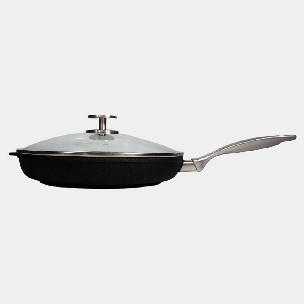 CXD DOU Ceramic Nonstick Fry Pan with Glass Lid | Made in Switzerland