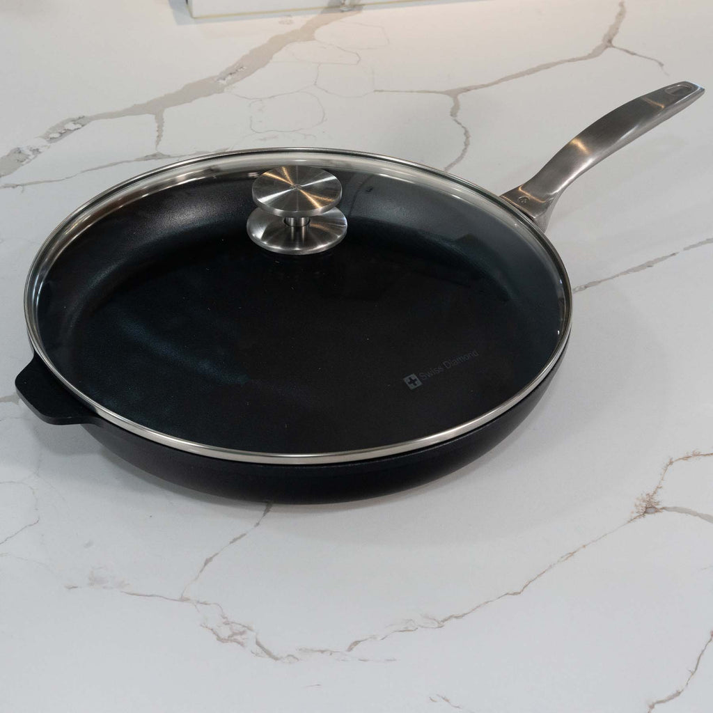 CXD DOU Ceramic Nonstick Fry Pan with Glass Lid | Made in Switzerland