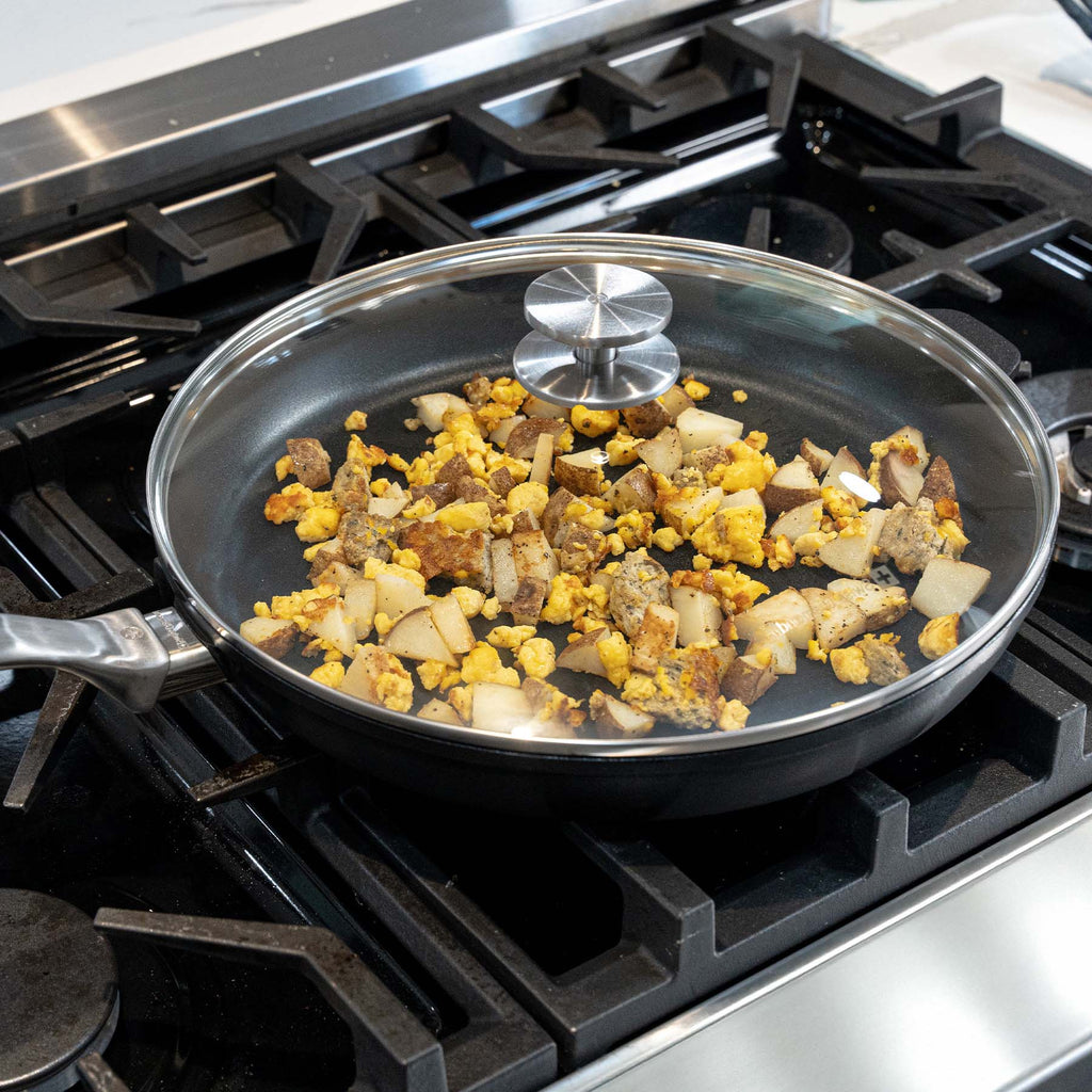 CXD DOU Ceramic Nonstick Fry Pan with Glass Lid | Made in Switzerland