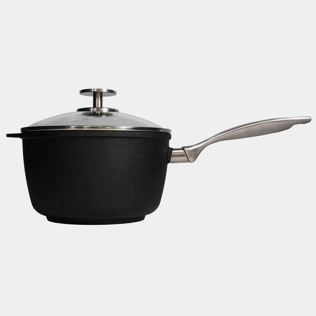 CXD DOU Ceramic Nonstick Saucepan with Glass Lid | Made in Switzerland
