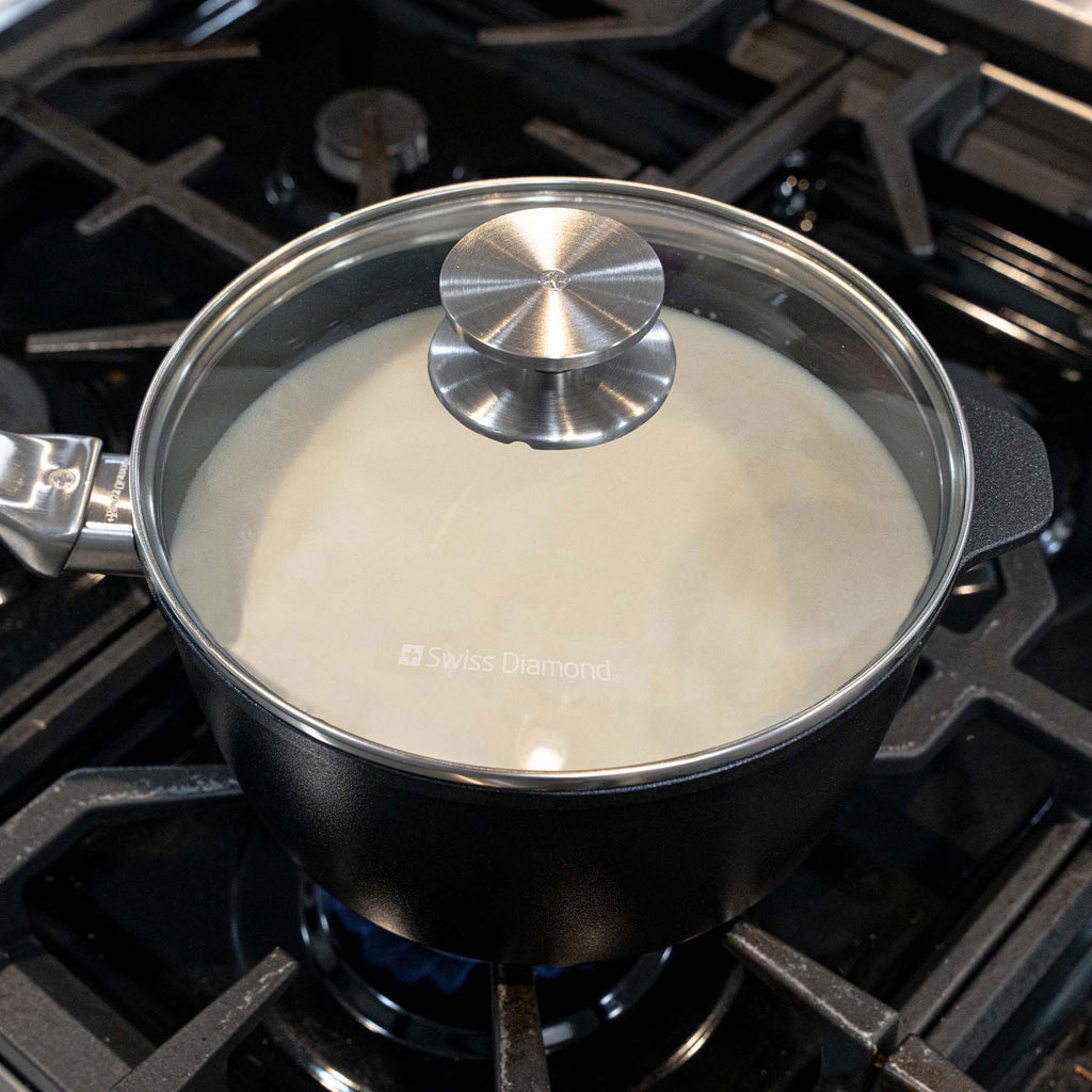 CXD DOU Ceramic Nonstick Saucepan with Glass Lid | Made in Switzerland