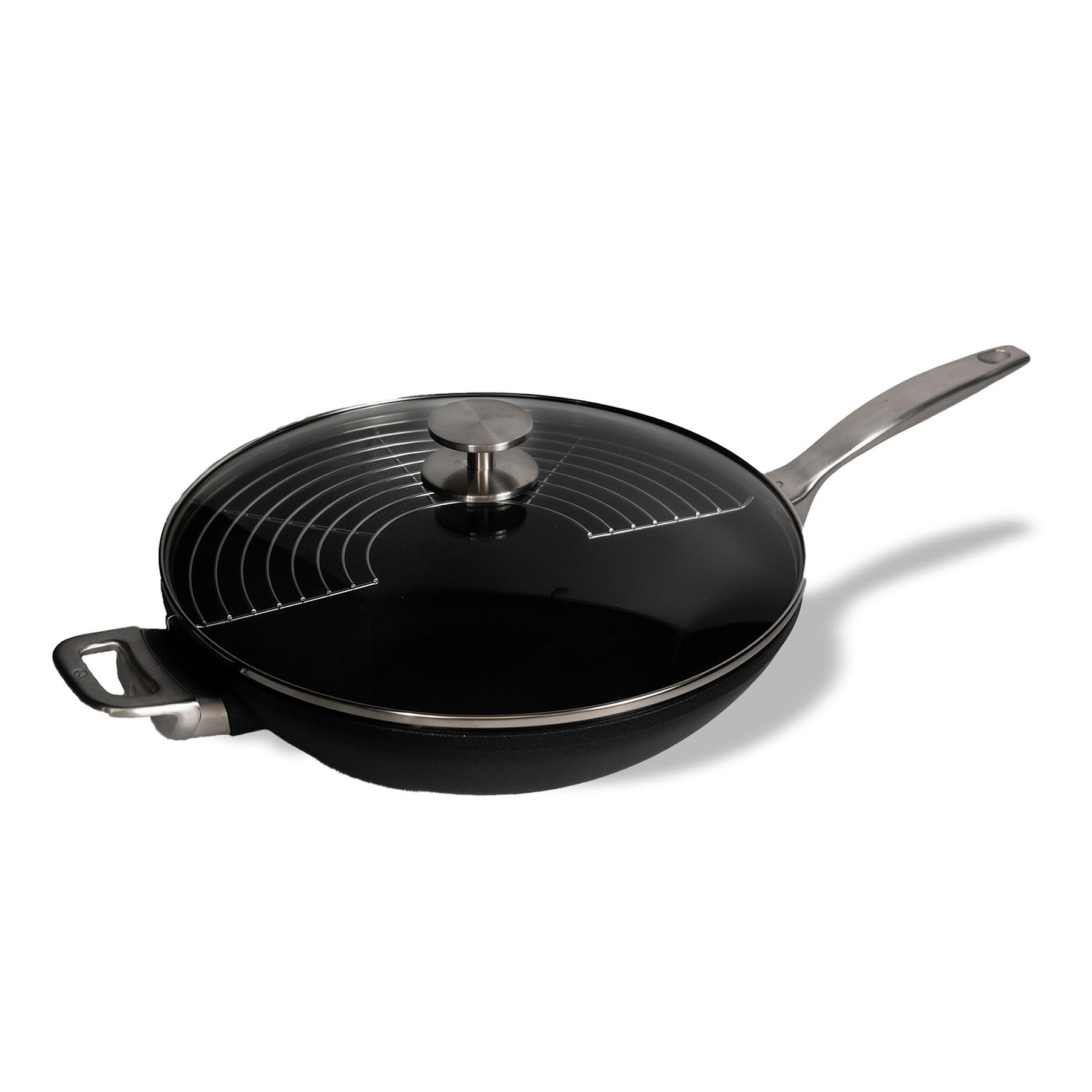 CXD DOU Ceramic Nonstick  Wok with Lid and Rack - 12.5" (32 cm), 5.3 QT (5 L) | Made in Switzerland