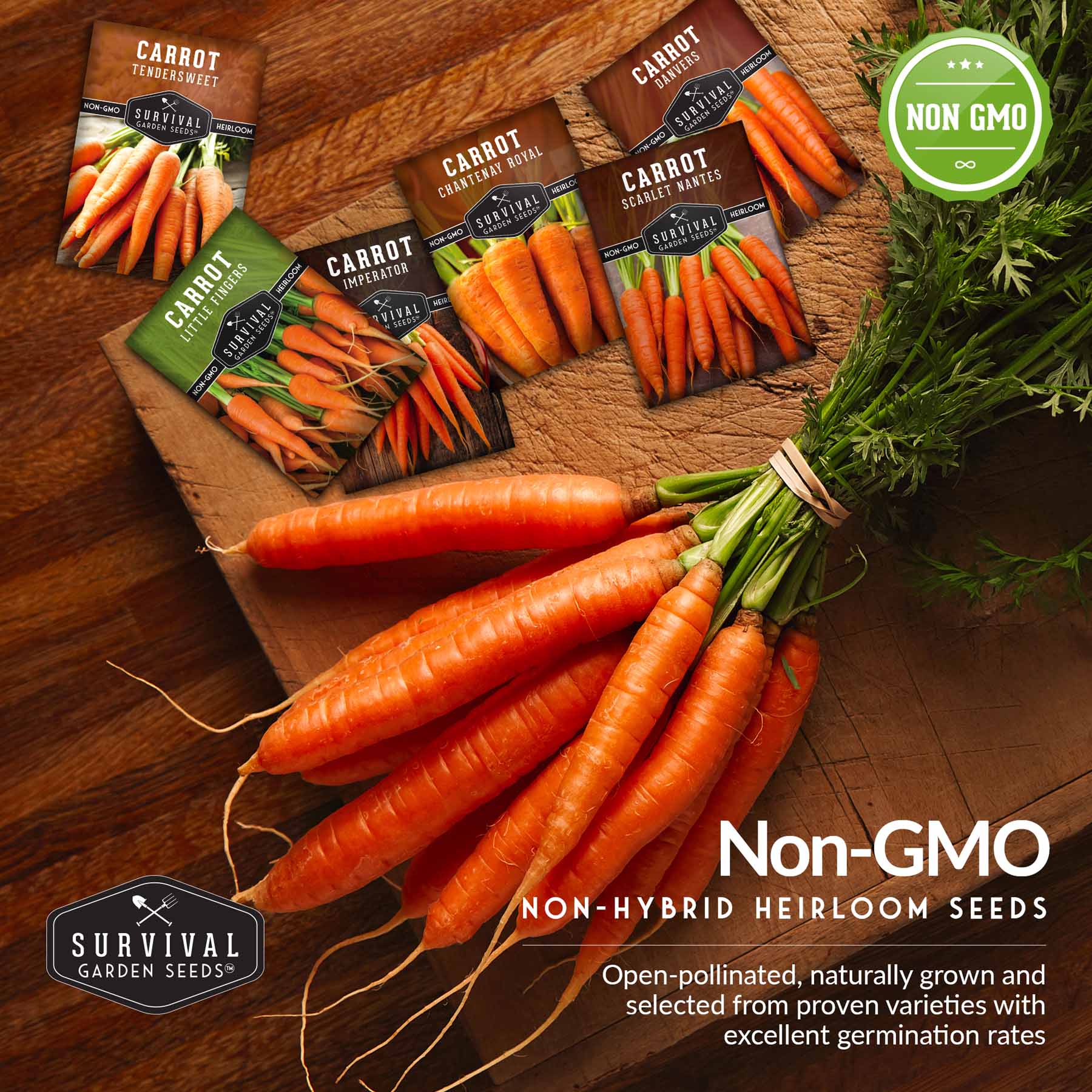 Carrot Seed Collection – Six Heirloom Garden Carrot Varieties for Fresh Eating, Juicing, Storage & Preserving