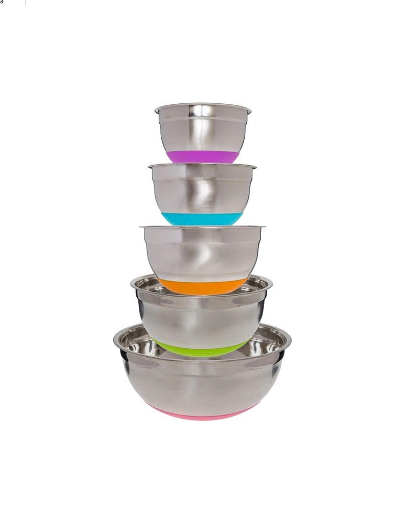 Mixing Bowl Set — 5-Piece Color Silicone Base | Platinum