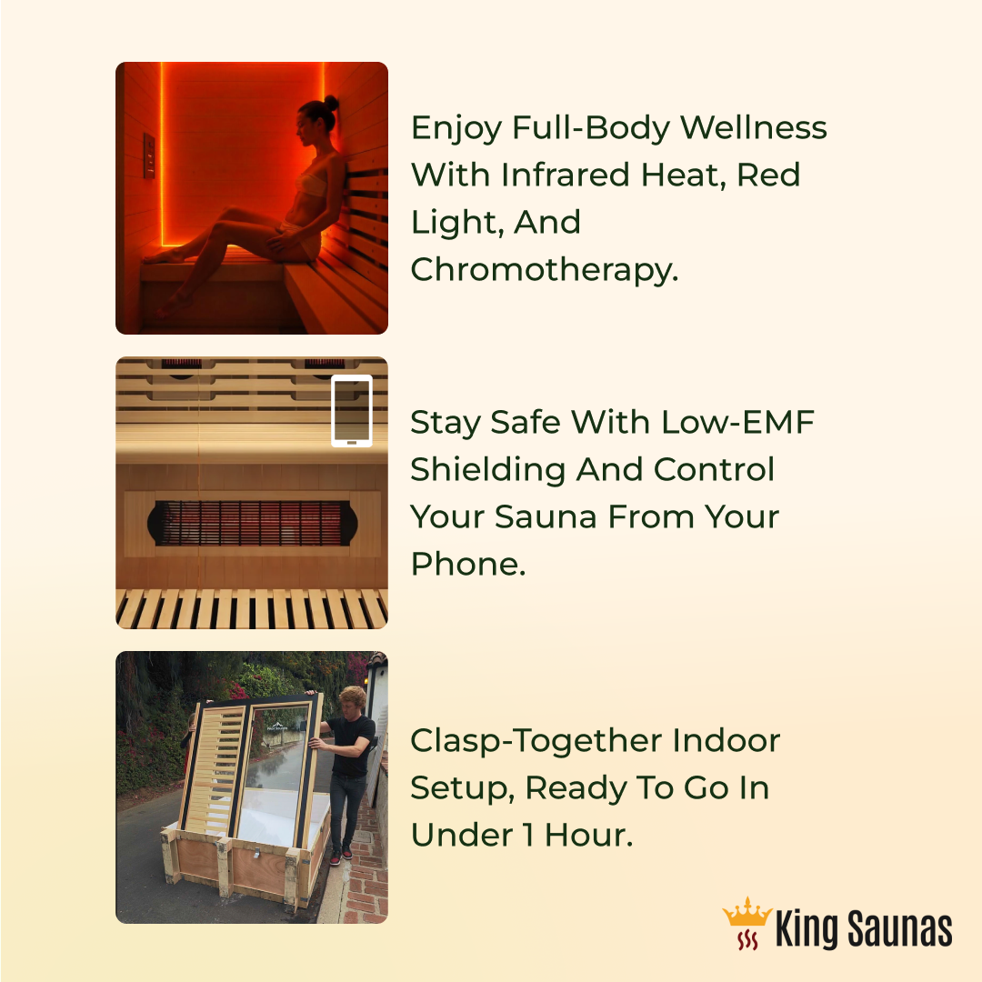 The Crown 2-Person Luxury Full Spectrum Infrared Sauna with Smart WiFi App Control