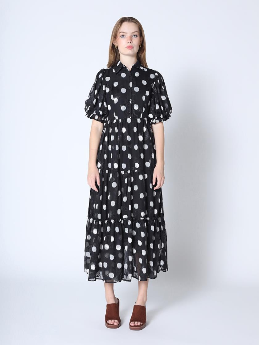 Gracia Dot Gathered Dress D34796