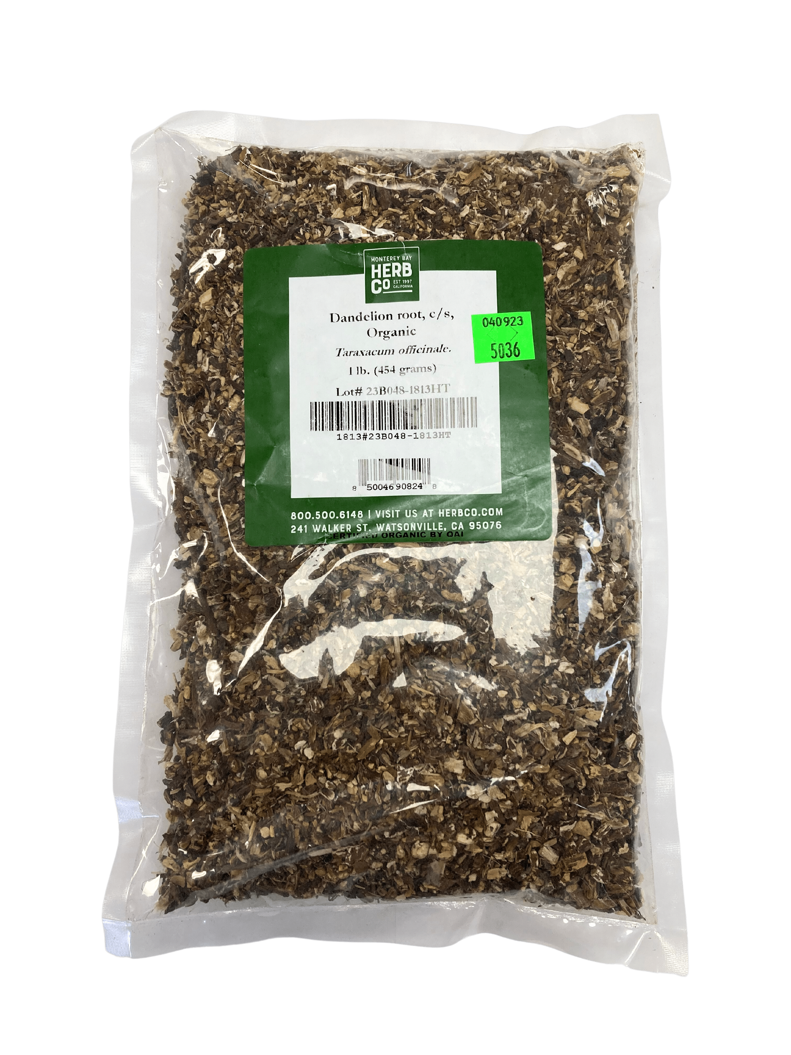 Dandelion Root, Organic, Cut, Sifted