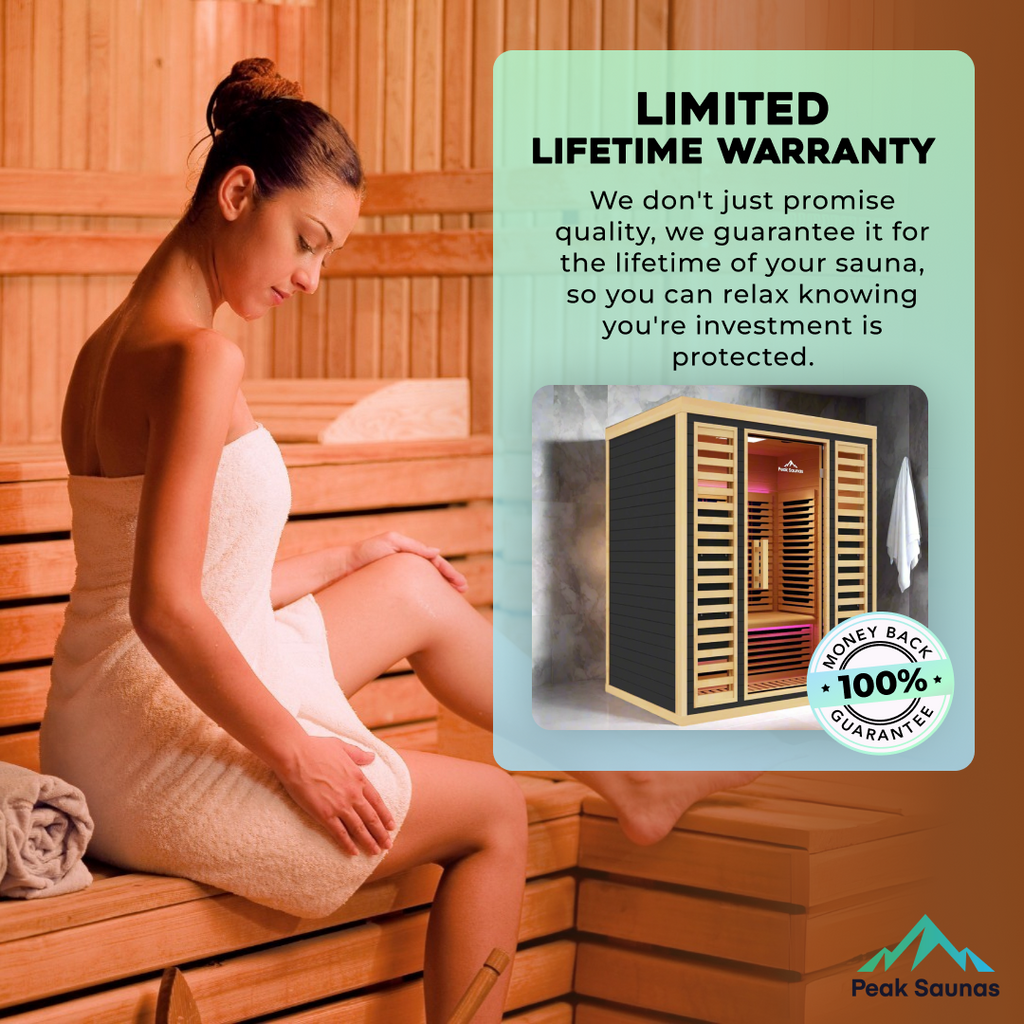 Peak Saunas Denali Luxury 3-Person Full Spectrum Infrared Sauna with Two XL Medical-Grade Red Light Therapy Panels & Smart WiFi App Control