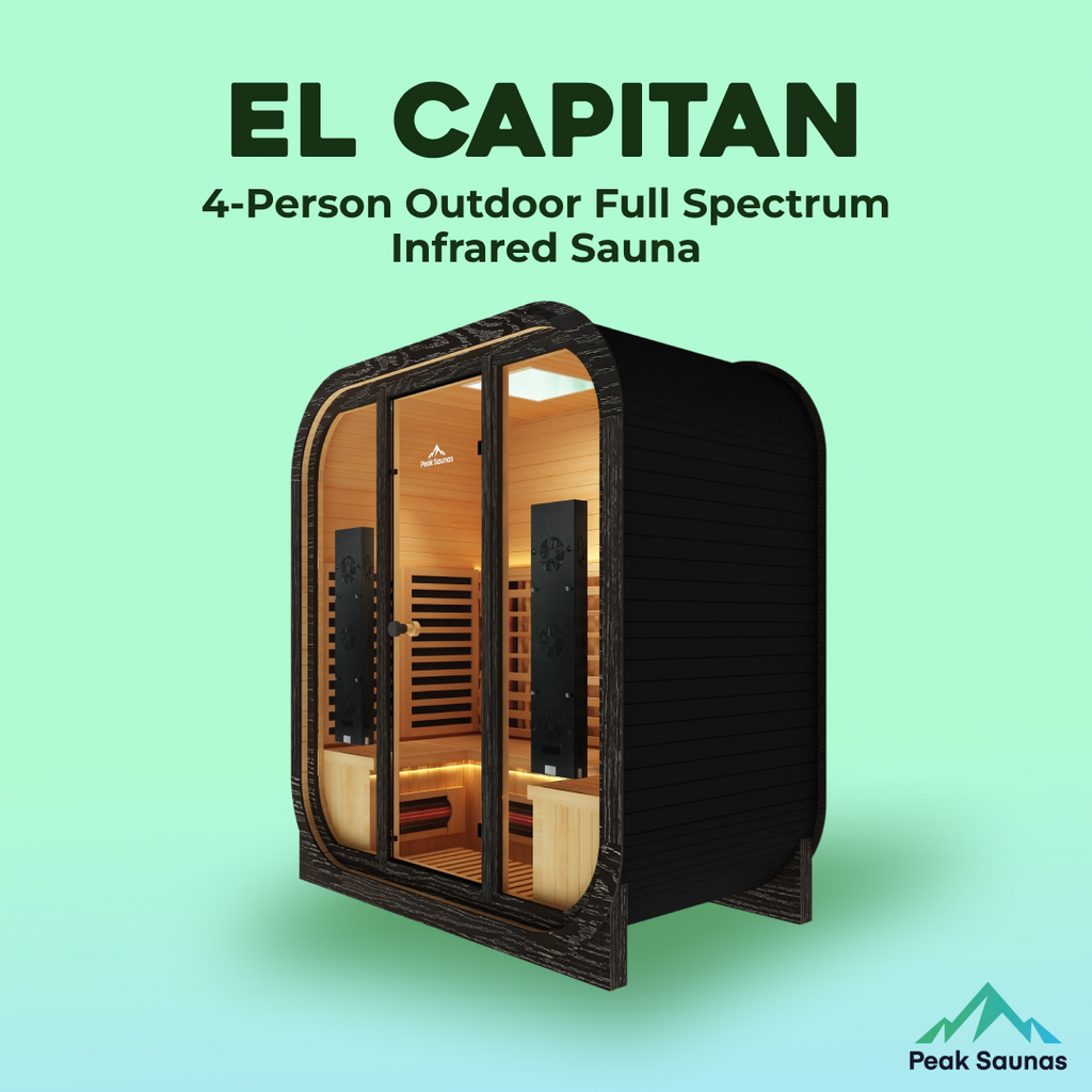 Peak Saunas El Capitan 4-Person Outdoor Full Spectrum Infrared Sauna with XL Medical-Grade Red Light Therapy and Smart WiFi App Control