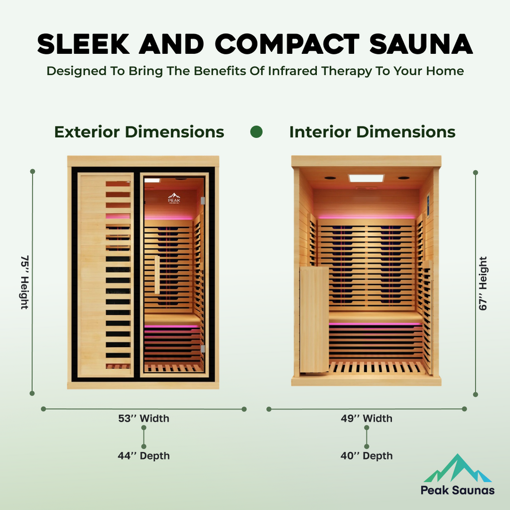 Peak Saunas Everest 2-Person Full Spectrum Infrared Sauna with XL Medical-Grade Red Light Therapy & Smart WiFi App Control