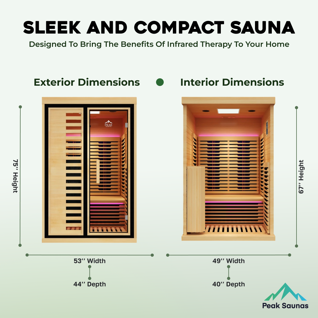 Peak Saunas Everest 2-Person Full Spectrum Infrared Sauna with XL Medical-Grade Red Light Therapy & Smart WiFi App Control