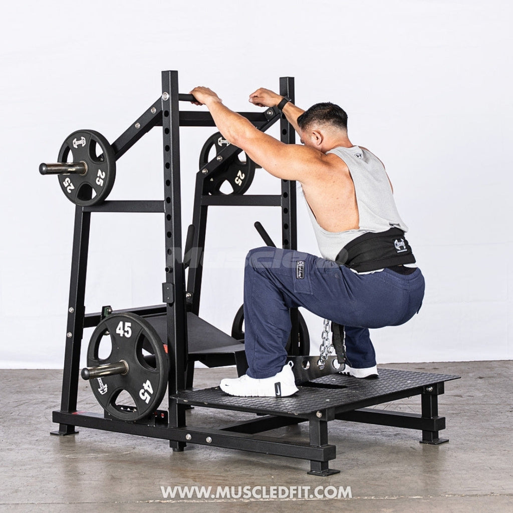 Excel Belt Squat - Muscle D Fitness - Plate Loaded Belt Squat w/ Plate Storage