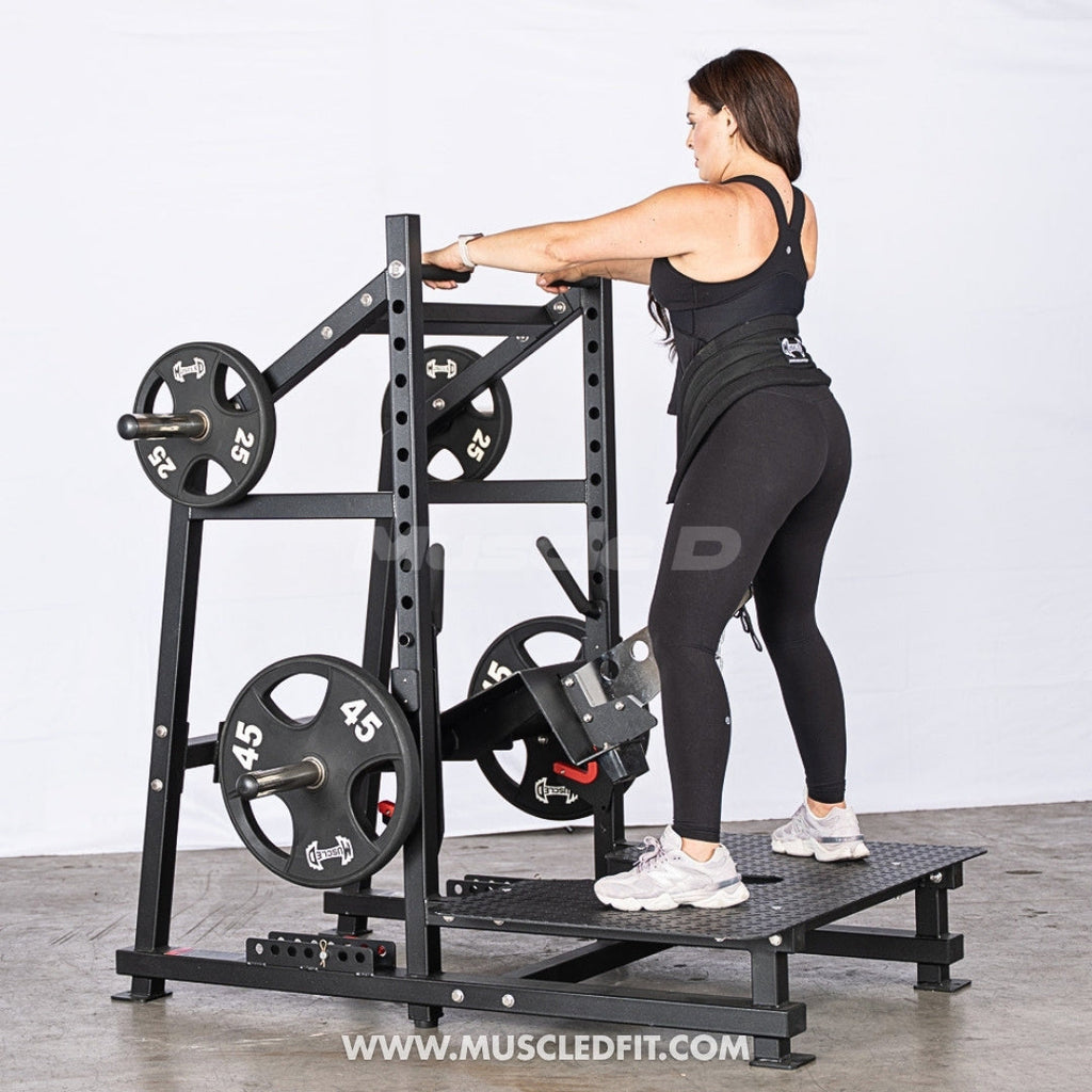 Excel Belt Squat - Muscle D Fitness - Plate Loaded Belt Squat w/ Plate Storage