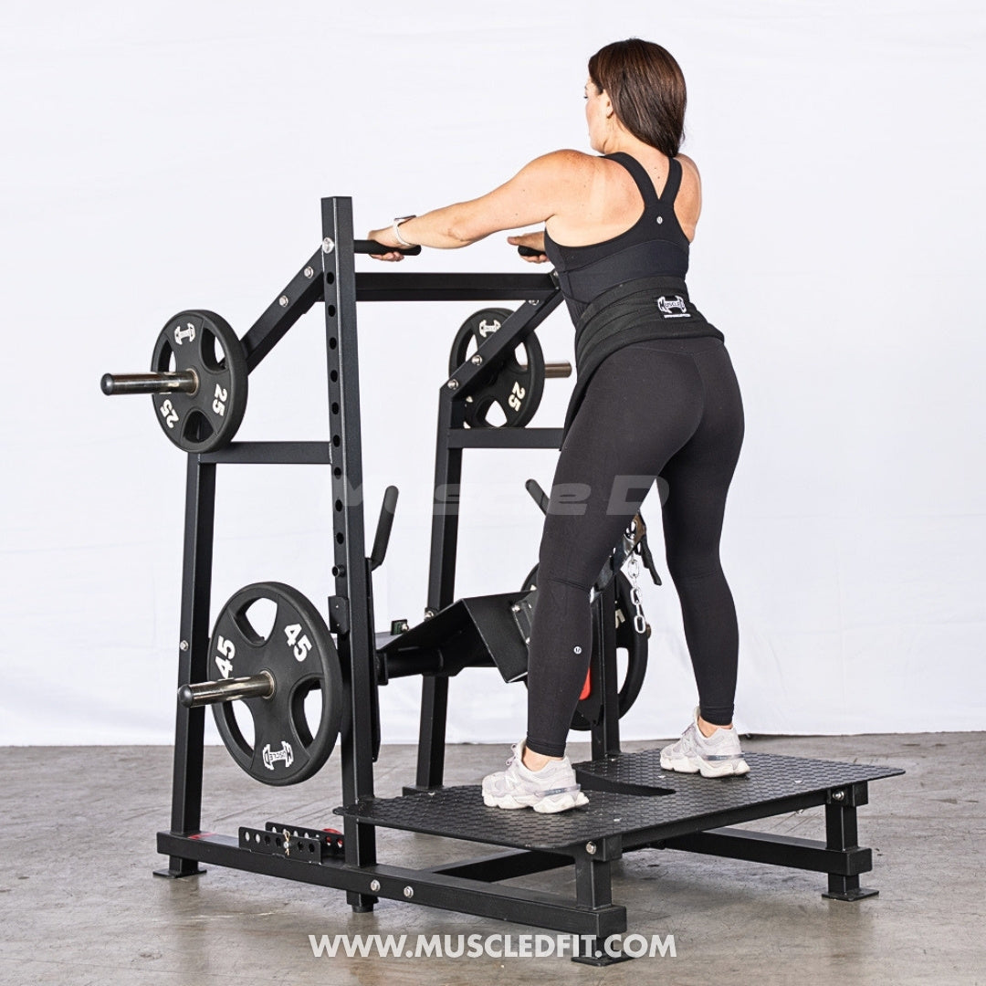 Excel Belt Squat - Muscle D Fitness - Plate Loaded Belt Squat w/ Plate Storage