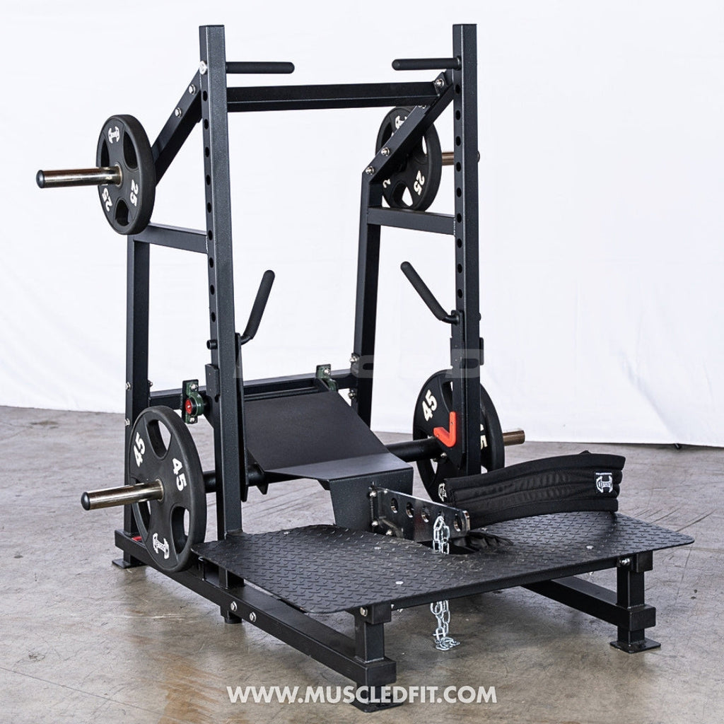 Excel Belt Squat - Muscle D Fitness - Plate Loaded Belt Squat w/ Plate Storage