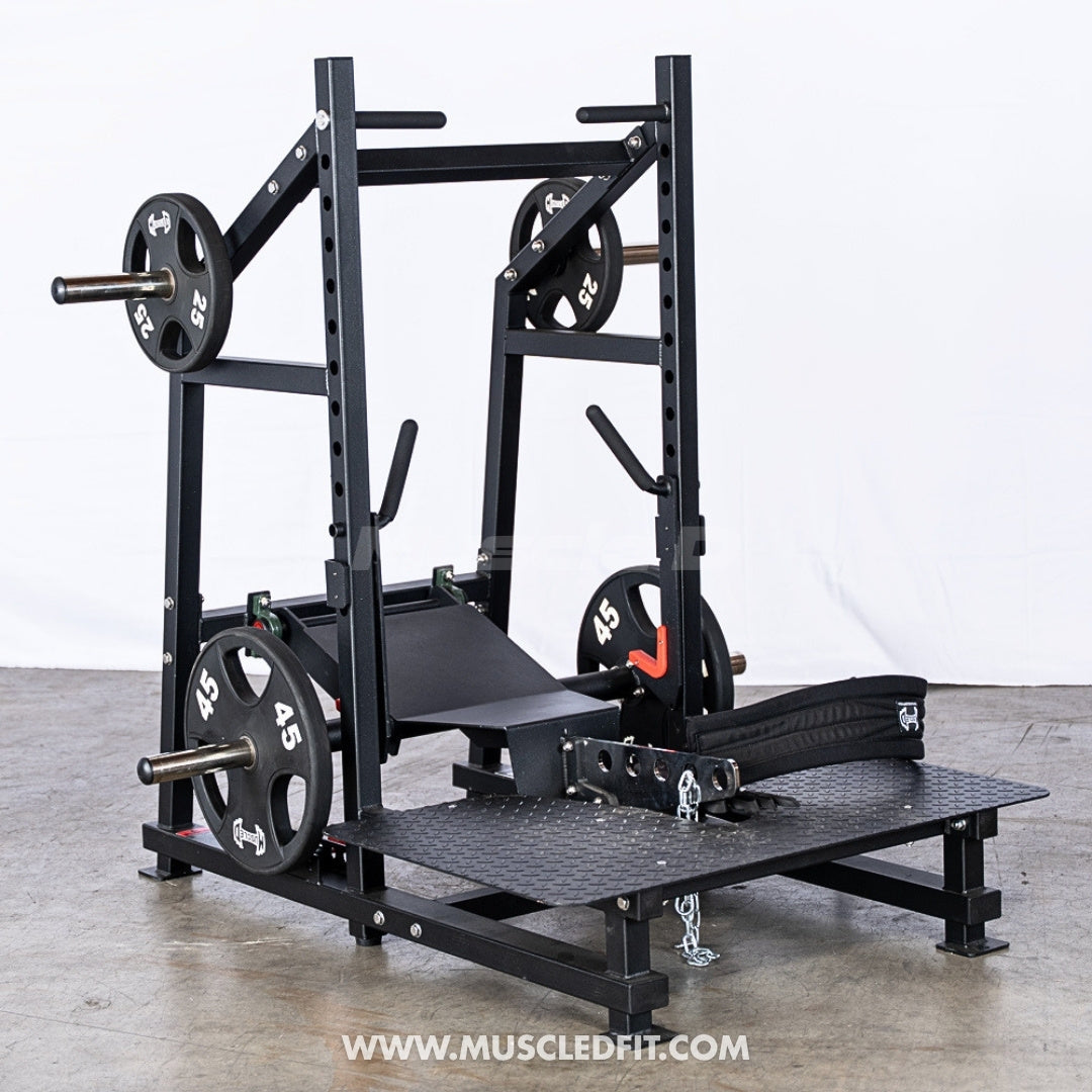 Excel Belt Squat - Muscle D Fitness - Plate Loaded Belt Squat w/ Plate Storage