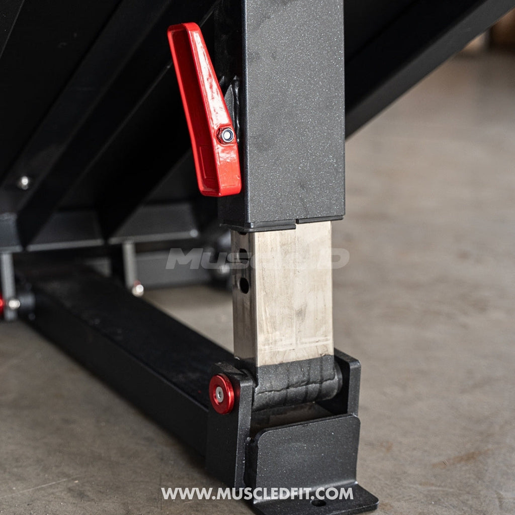 Excel Linear Leg Press - Muscle D Fitness - Plate Load Leg Press - Adjustable Back Pad - Plate Storge Pegs