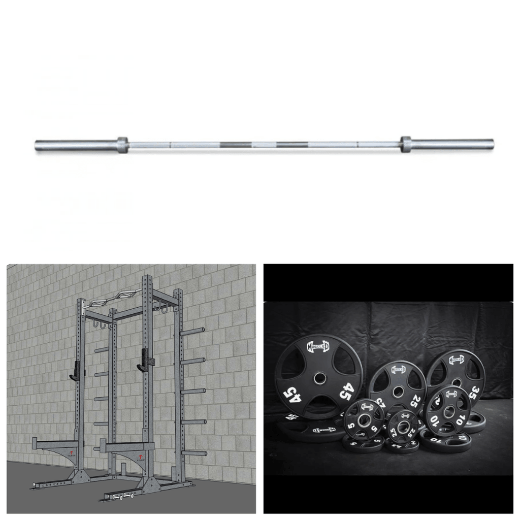 TGrip Commercial Half Rack Complete Kit - 3x3 Steel - Functional Multi-Grip Pull-Up - Bar & Plate Storage - J-Hooks