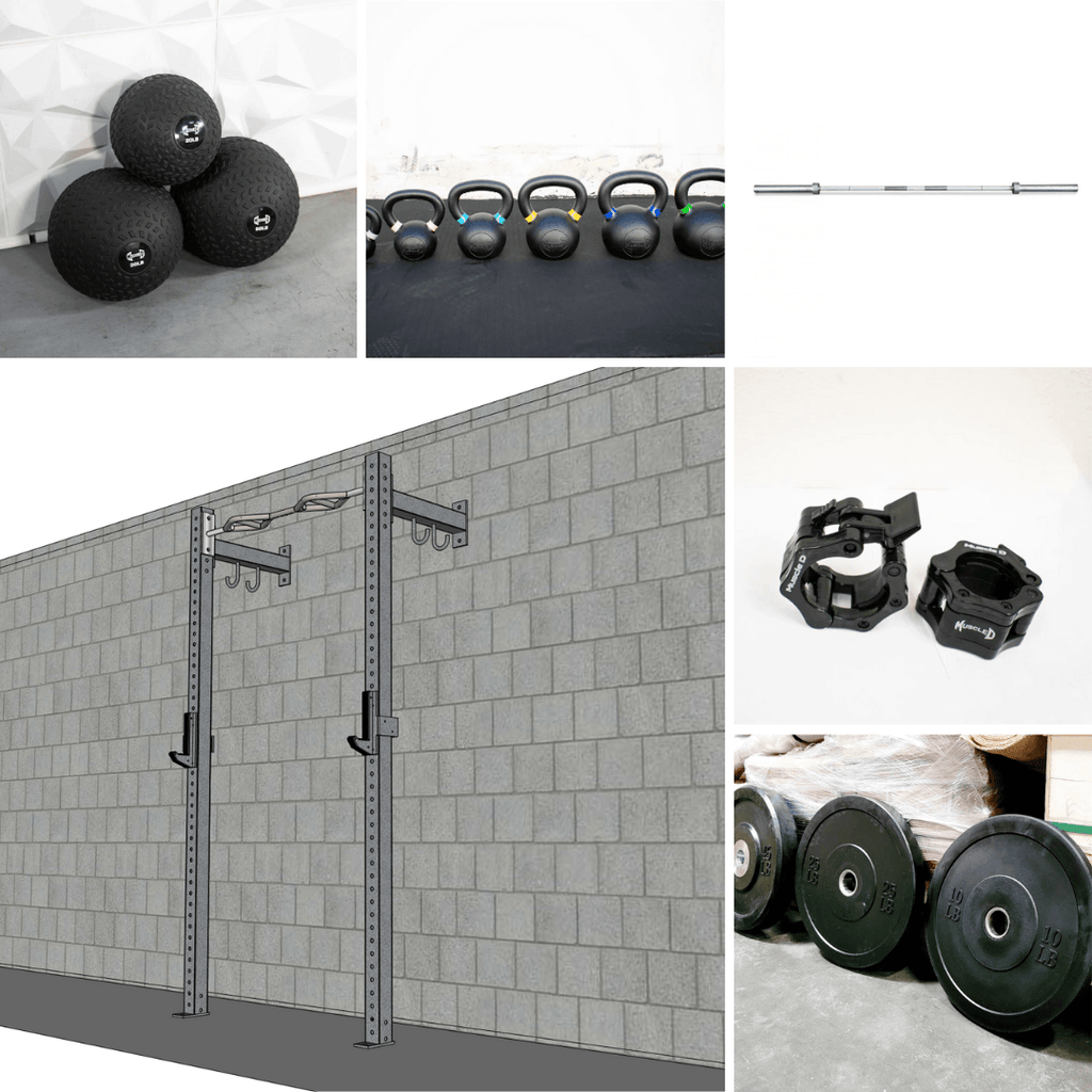 TGrip Commercial 4' Low Profile Wall Mount Rig Fitness Kits - 3x3 Steel - Functional Multi-Grip Pull-Up - Sandwich Style J-Hooks