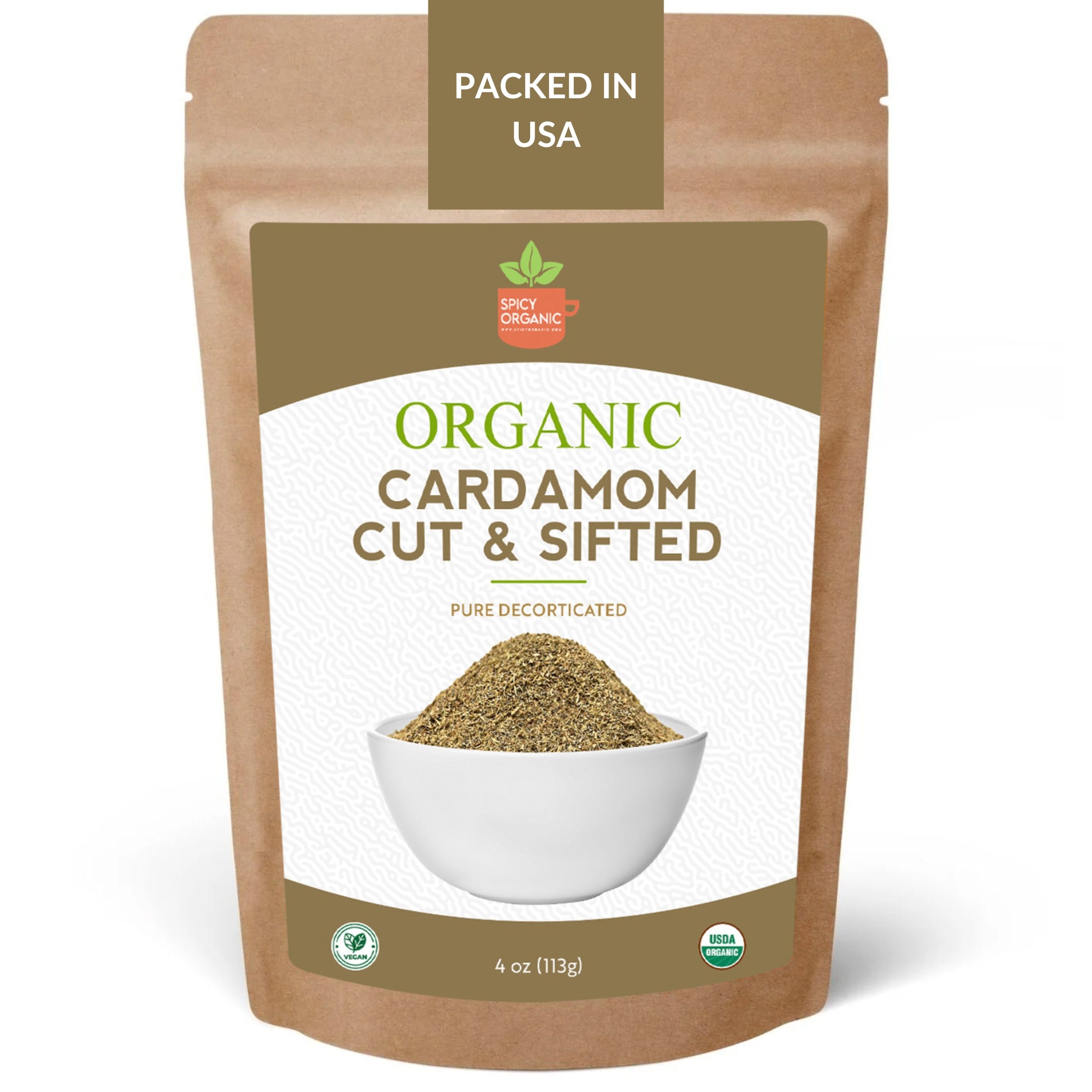 Organic Cardamom Cut and Sift — USDA Certified | Chai, Tea Blends & Herbal Infusions