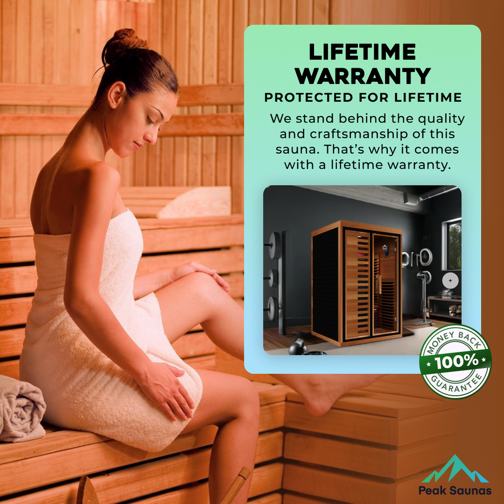 Peak Saunas Fuji 2-Person Full Spectrum Infrared Sauna with XL Medical-Grade Red Light Therapy & Smart WiFi App Control