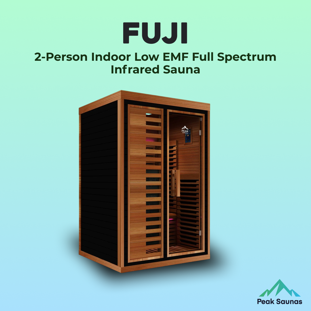 Peak Saunas Fuji 2-Person Full Spectrum Infrared Sauna with XL Medical-Grade Red Light Therapy & Smart WiFi App Control