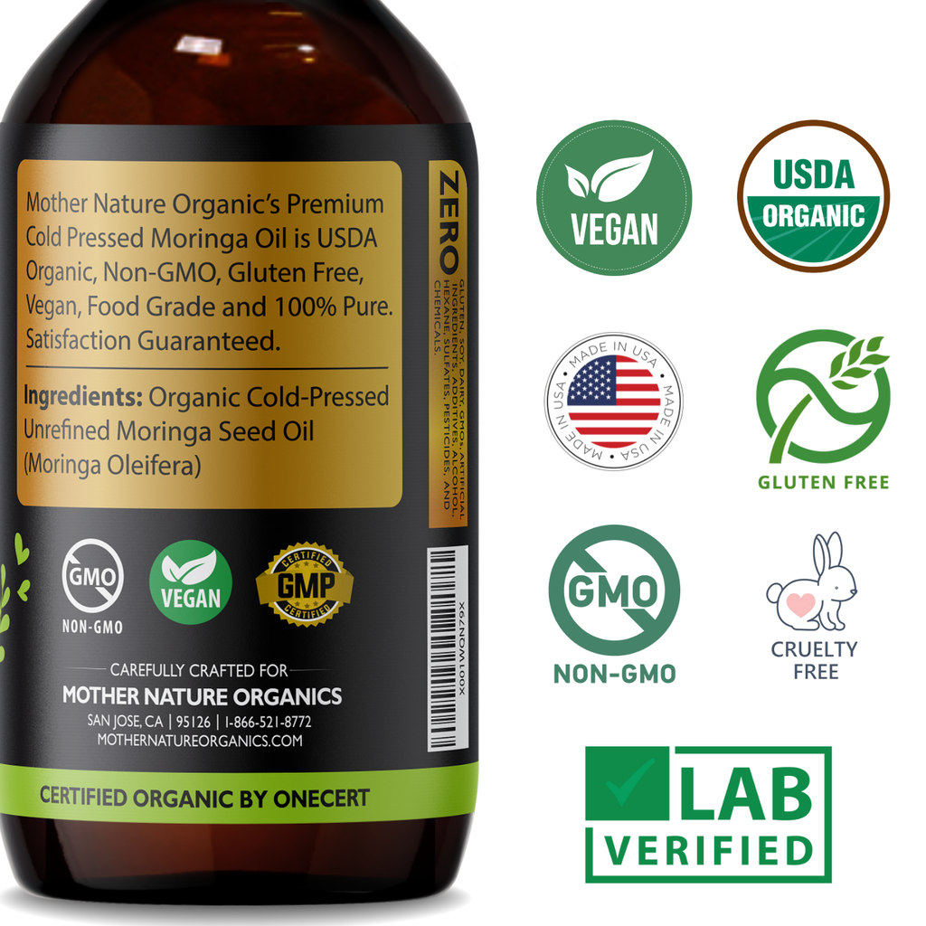 Organic Moringa Oil for Glow, Hydration & Frizz Control