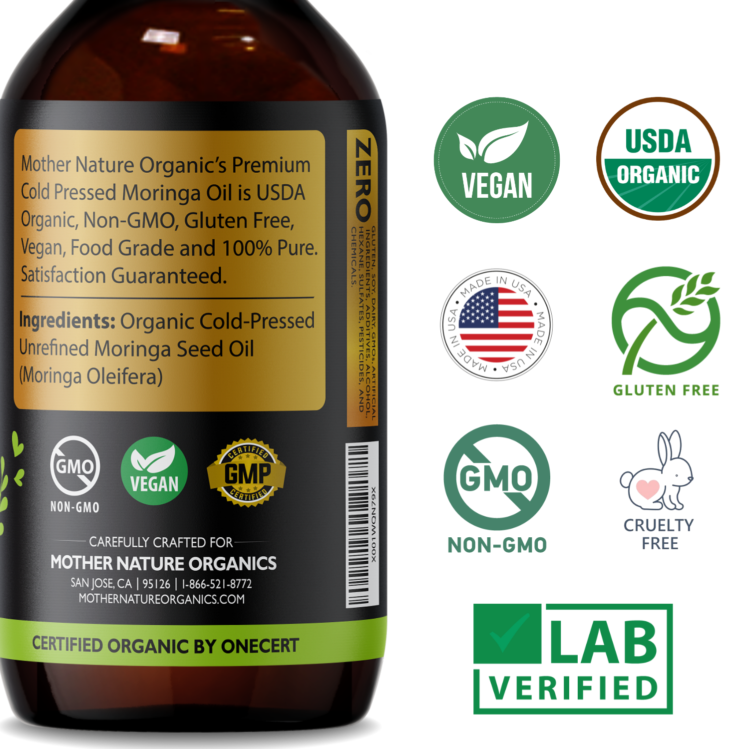 Organic Moringa Oil for Glow, Hydration & Frizz Control