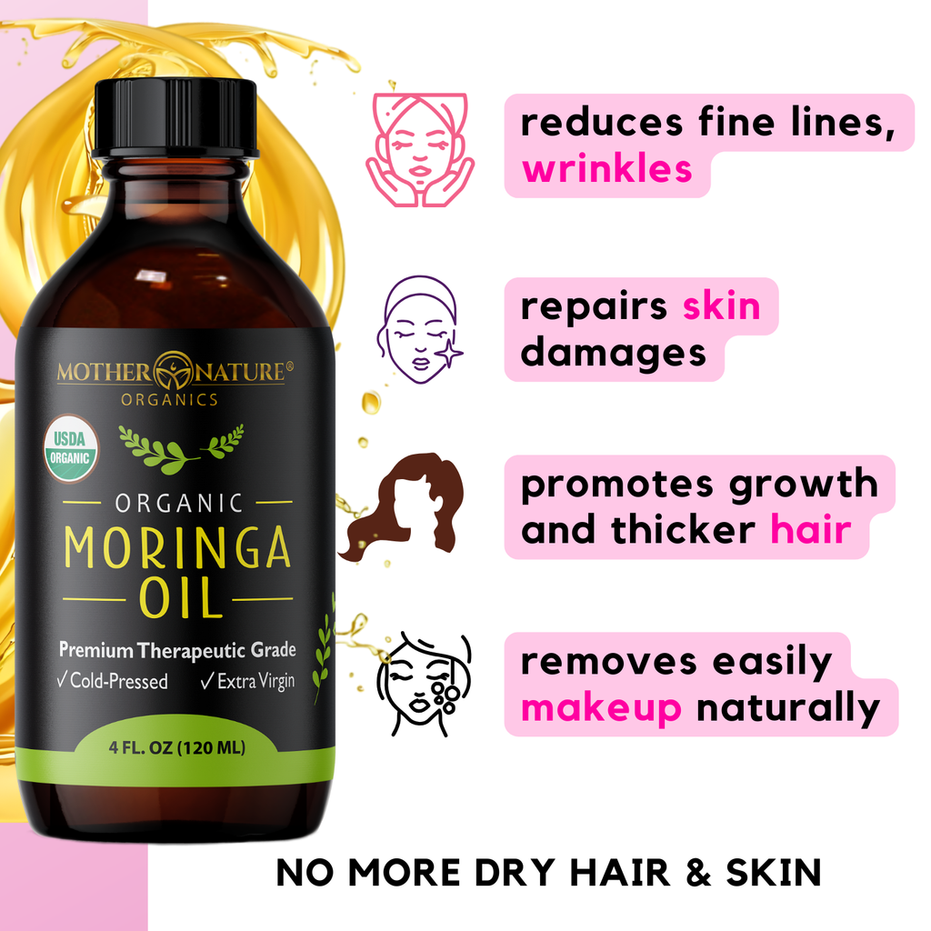 Organic Moringa Oil for Glow, Hydration & Frizz Control