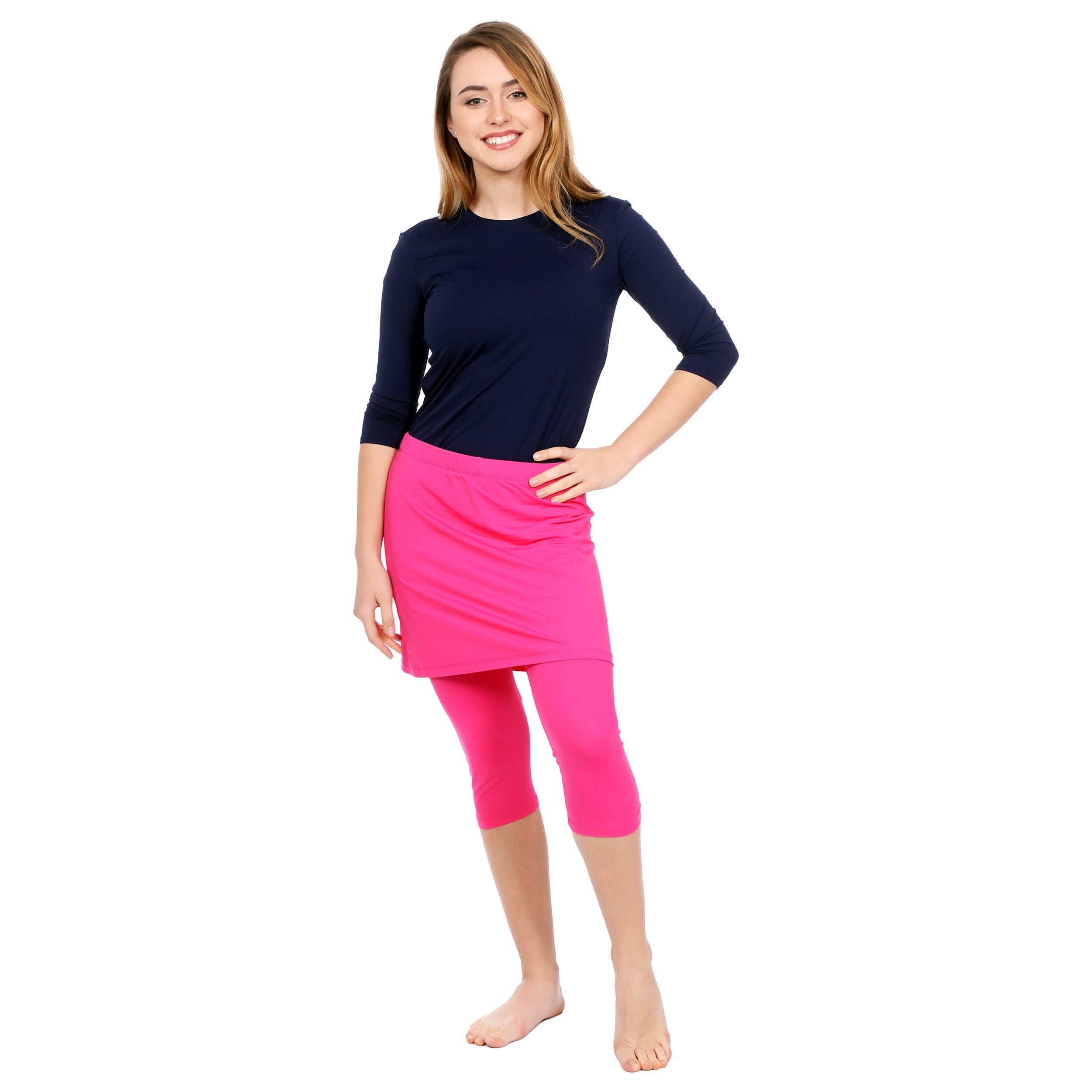 High-Neck Modest 3/4 Sleeve Swim Shirt with UV50 Protection