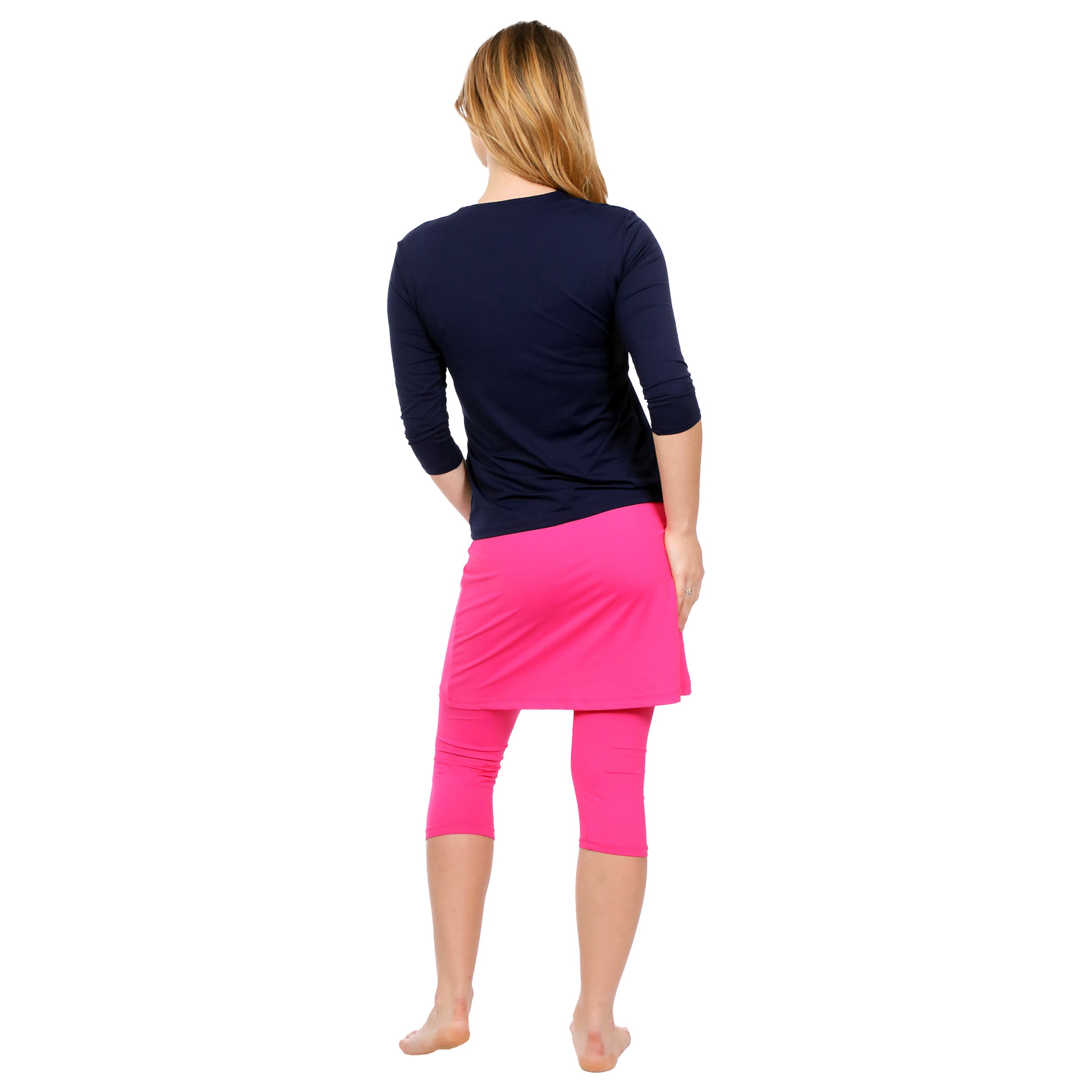 High-Neck Modest 3/4 Sleeve Swim Shirt with UV50 Protection