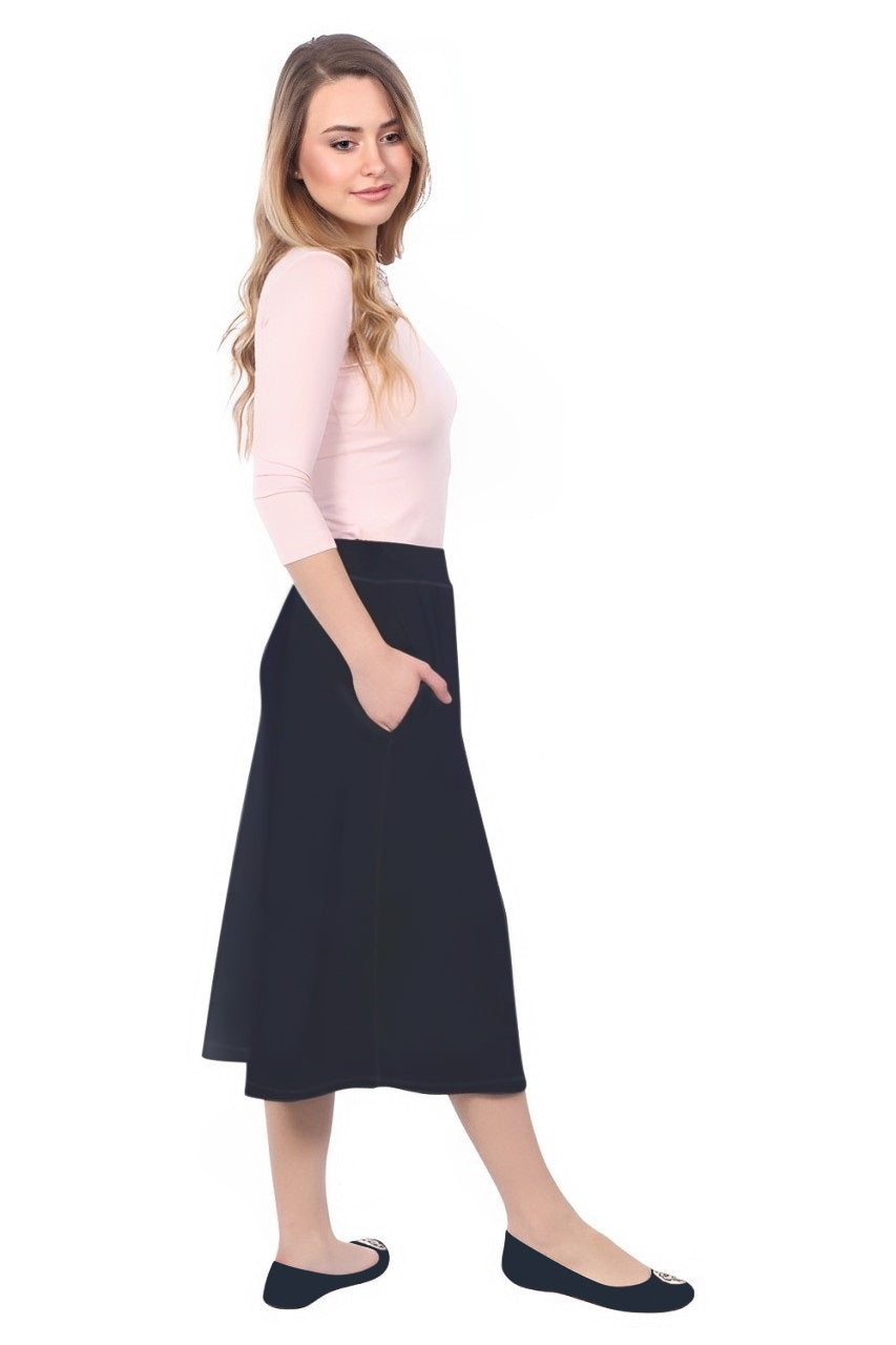 The Perfect A-Line Midi Skirt with Pockets