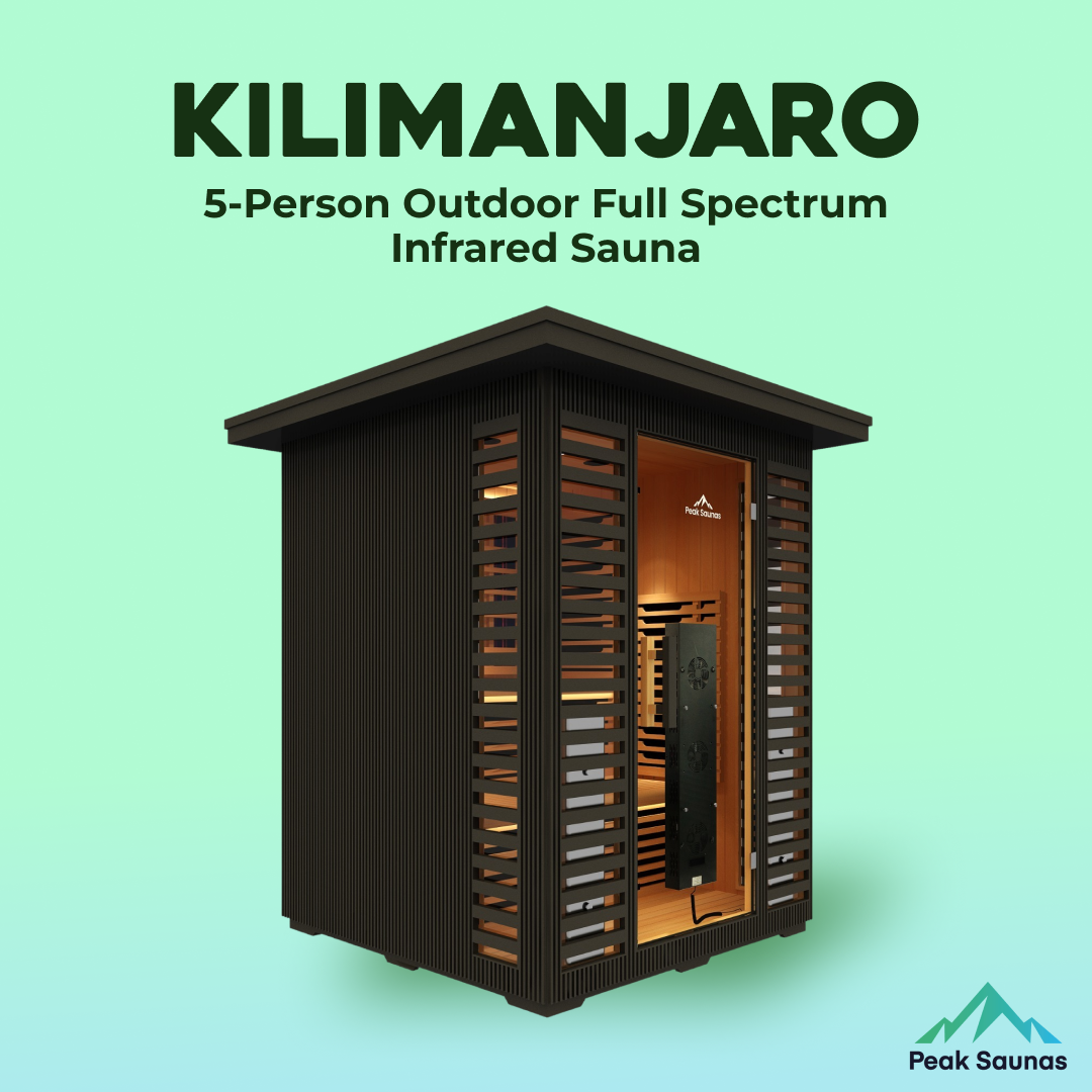 Peak Saunas Kilimanjaro 5-Person Outdoor Full Spectrum Infrared Sauna with XL Medical-Grade Red Light Therapy and Smart WiFi App Control