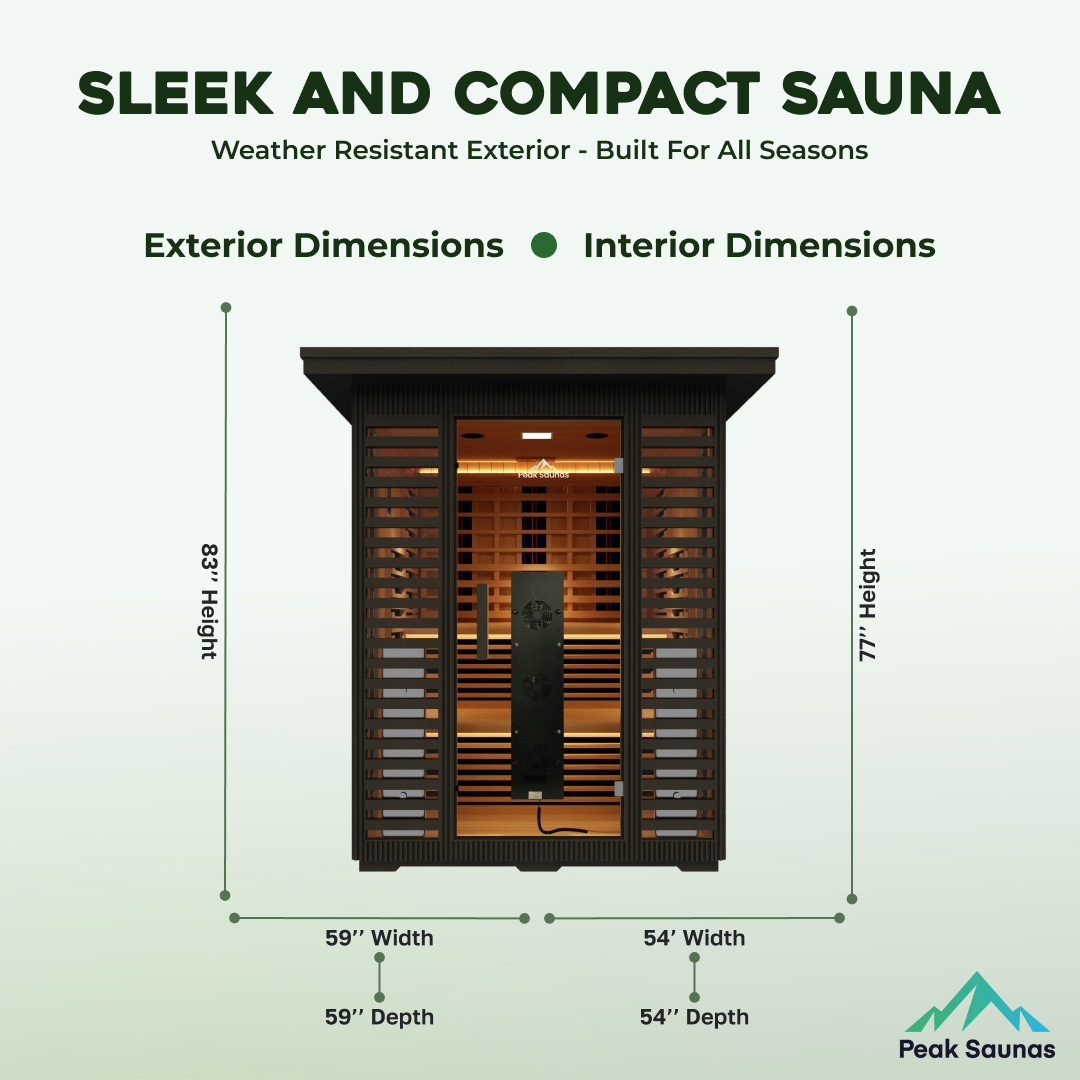 Peak Saunas Kilimanjaro 5-Person Outdoor Full Spectrum Infrared Sauna with XL Medical-Grade Red Light Therapy and Smart WiFi App Control