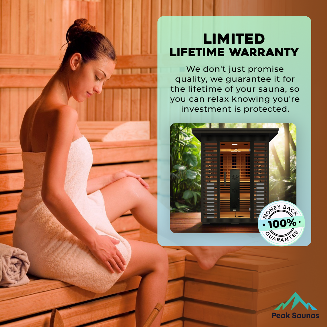 Peak Saunas Kilimanjaro 5-Person Outdoor Full Spectrum Infrared Sauna with XL Medical-Grade Red Light Therapy and Smart WiFi App Control
