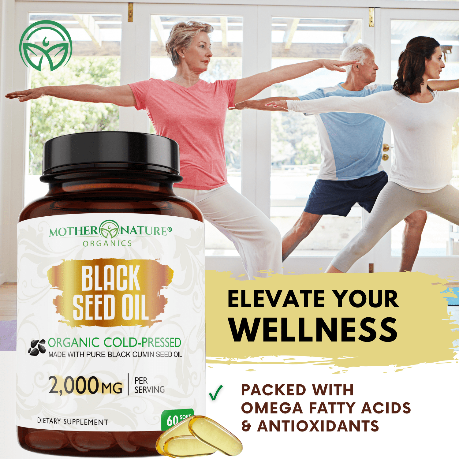 Organic Black Seed Oil Softgels — 2,000mg per Serving