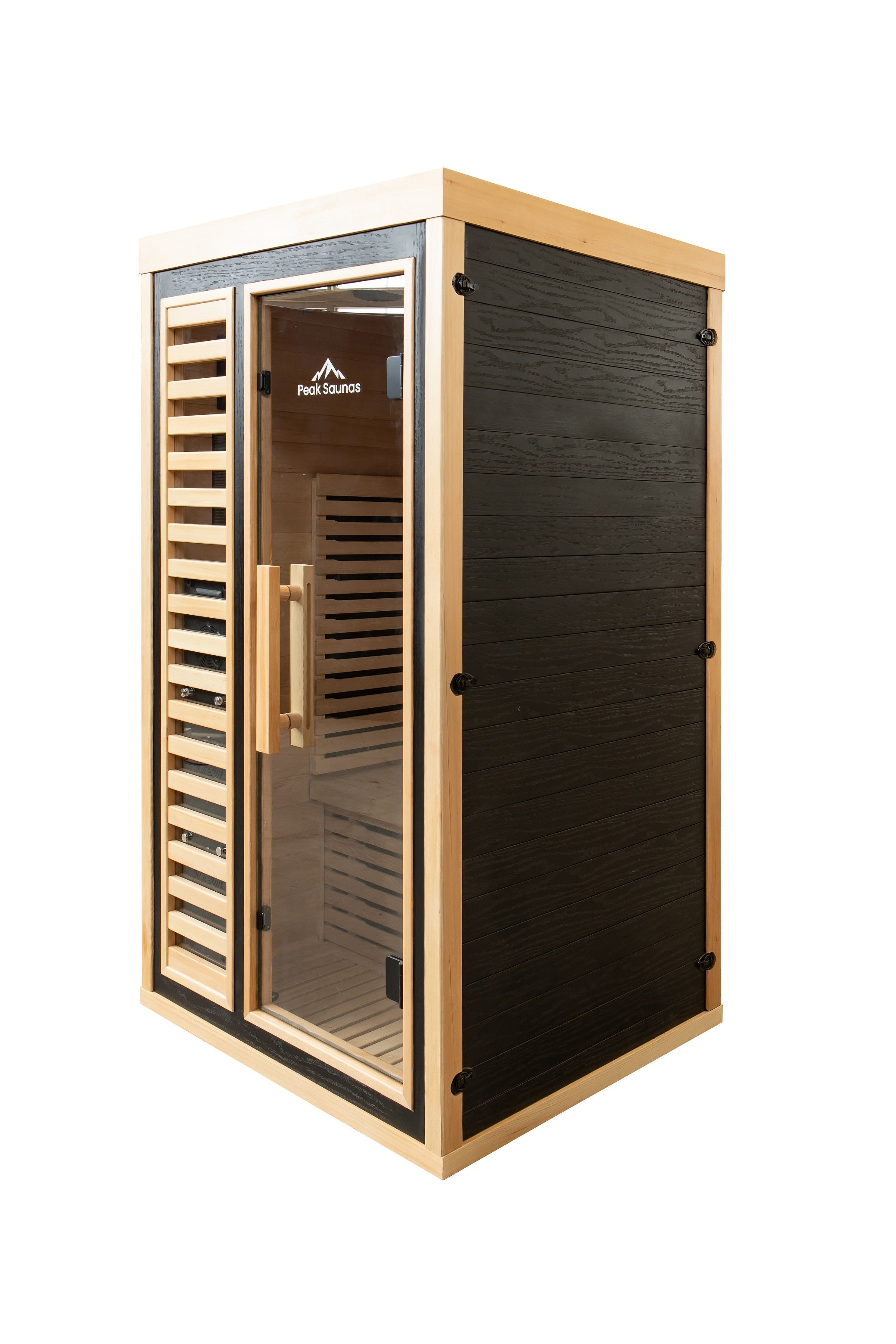 Peak Saunas Shasta 1-Person Full Spectrum Infrared Sauna with XL Medical-Grade Red Light Therapy & Smart WiFi App Control
