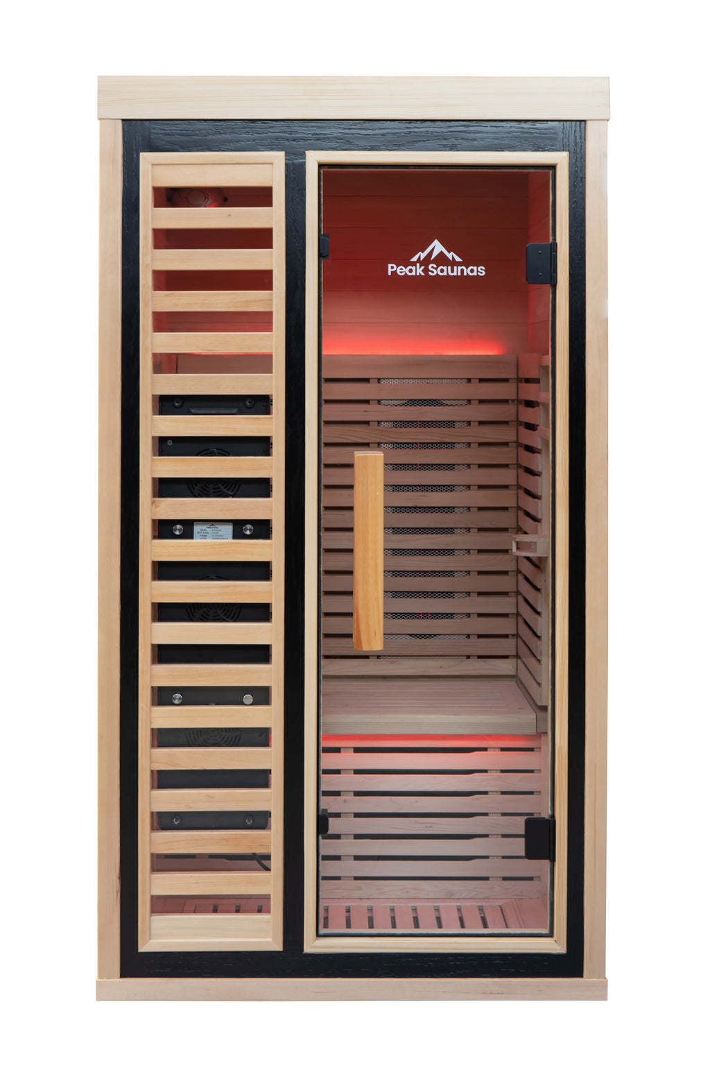 Peak Saunas Shasta 1-Person Full Spectrum Infrared Sauna with XL Medical-Grade Red Light Therapy & Smart WiFi App Control