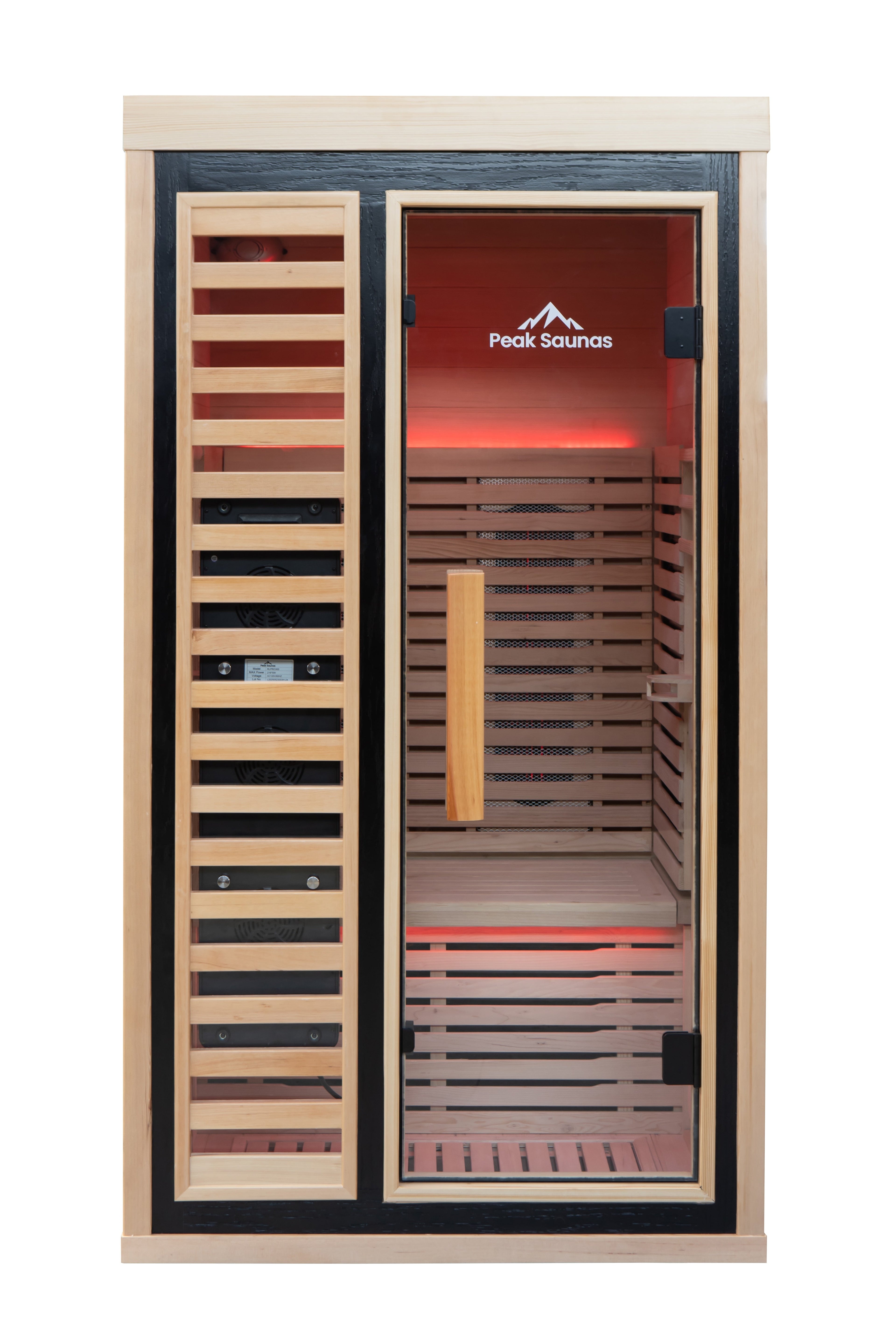 Peak Saunas Shasta 1-Person Full Spectrum Infrared Sauna with XL Medical-Grade Red Light Therapy & Smart WiFi App Control